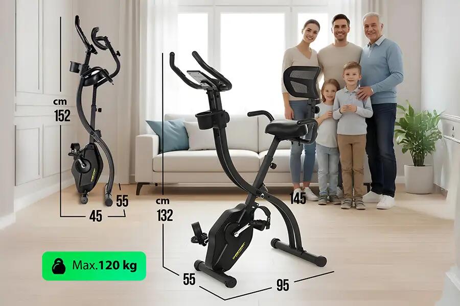 BIGZZIA Vélo d'appartement pliable X-Bike Pro - avec ordinateur dentraînement & pulsomètre