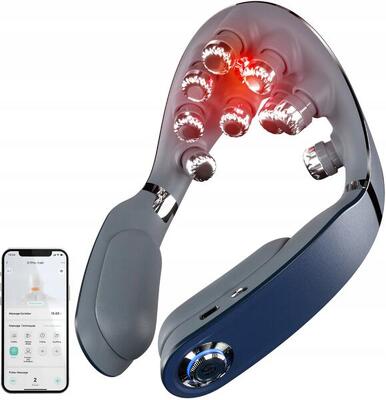 Opvouwbare nekmassager met vibratie, warmte & led g7 pro fold blauw