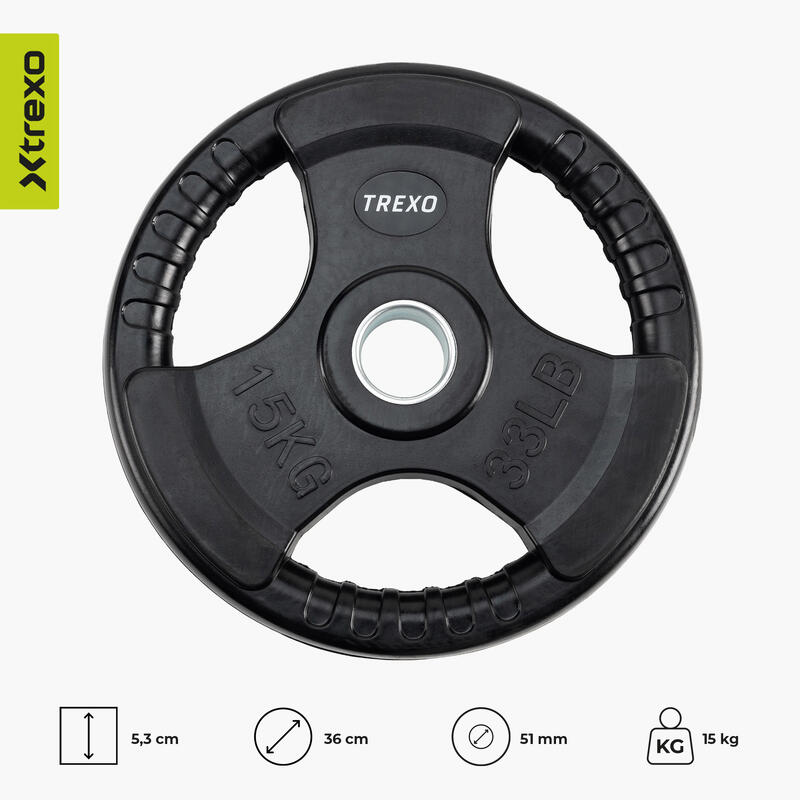 Litinové závaží s gumou TREXO 15 kg
