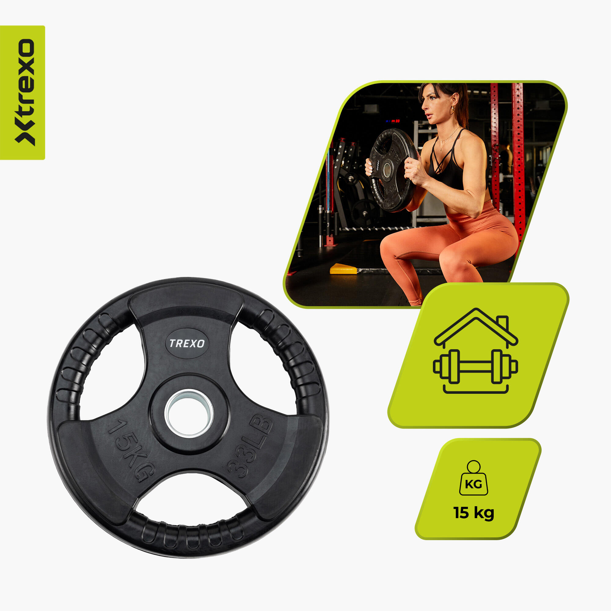 Peso in ghisa con gomma XTREXO 15 kg 4/7