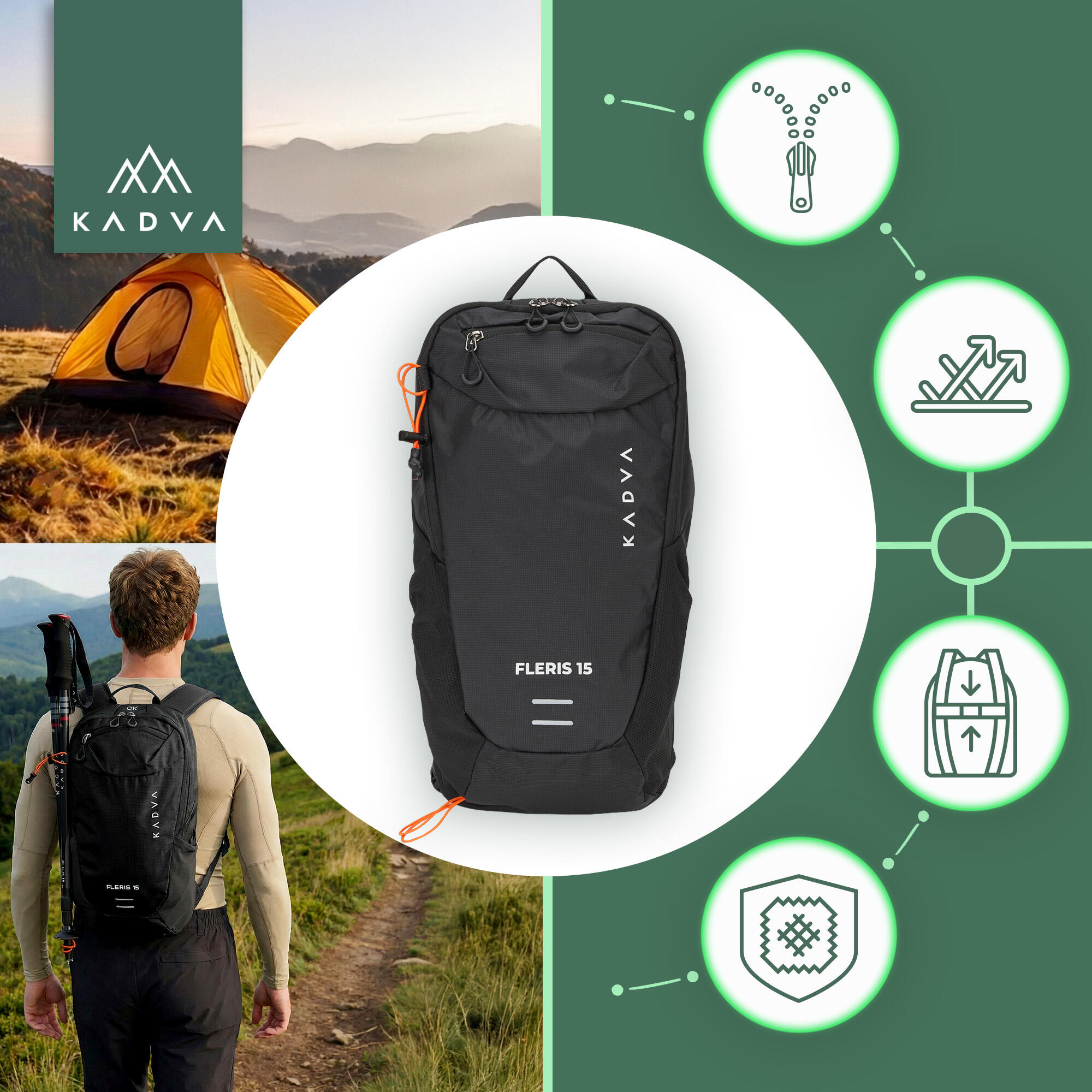 Mochila de turismo KADVA Fleris 3/7