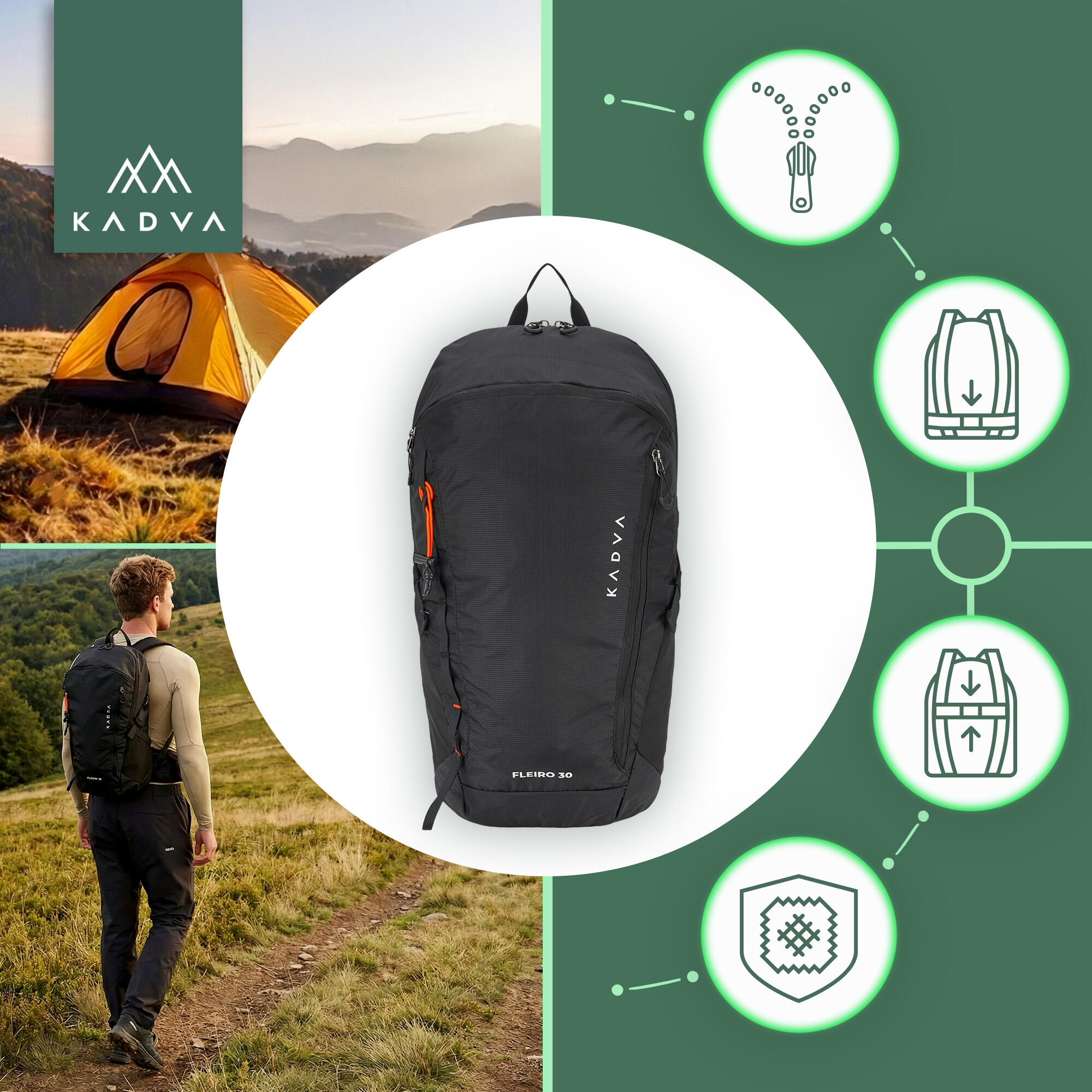 Mochila de turismo KADVA Fleiro 30 l 3/7