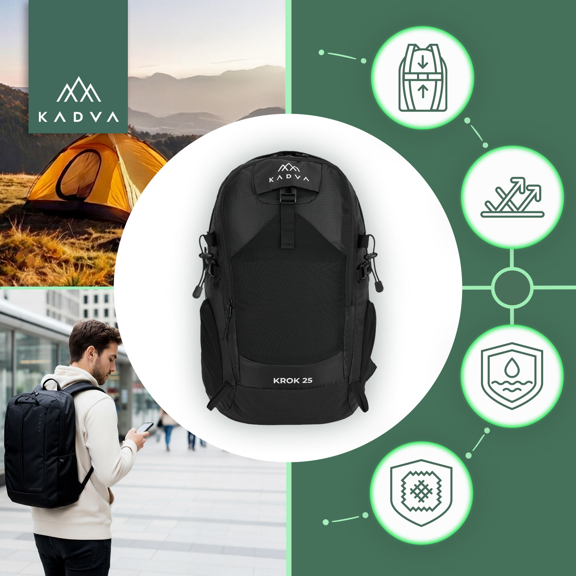 Mochila urbana KADVA Krok 25 l 3/7