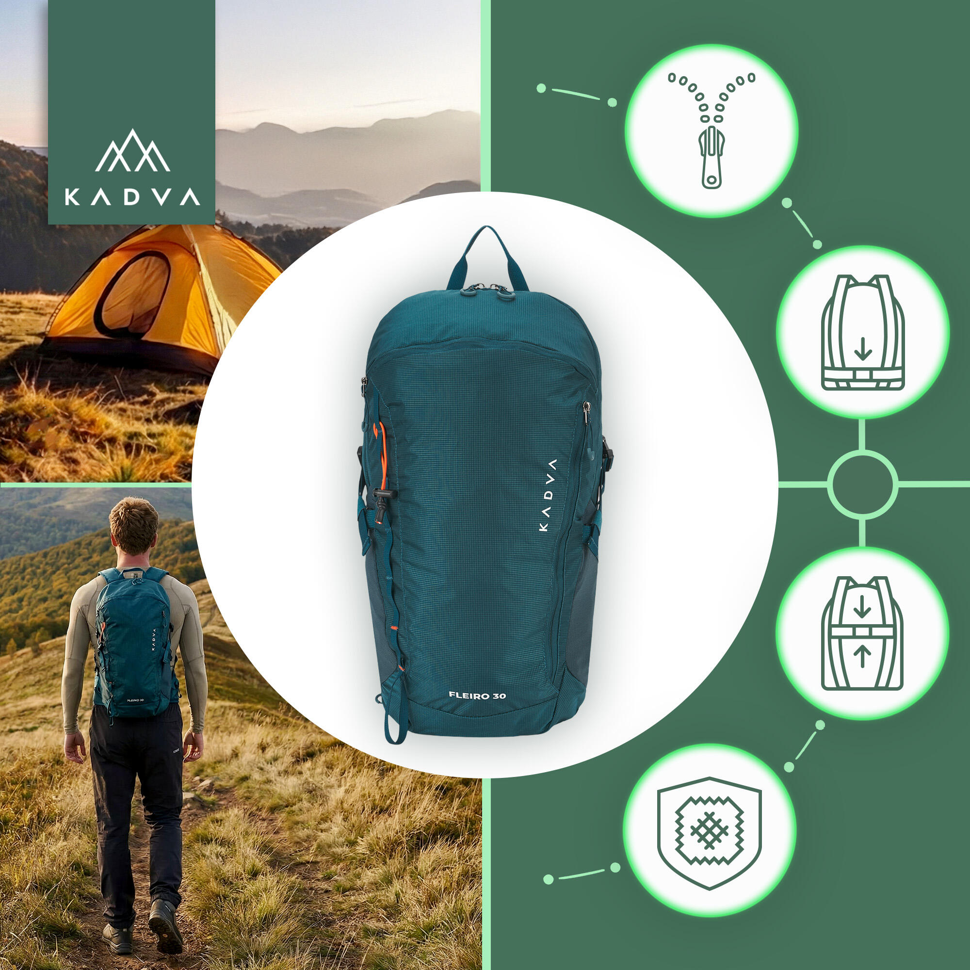 Mochila de senderismo KADVA Fleiro 30 l 3/7