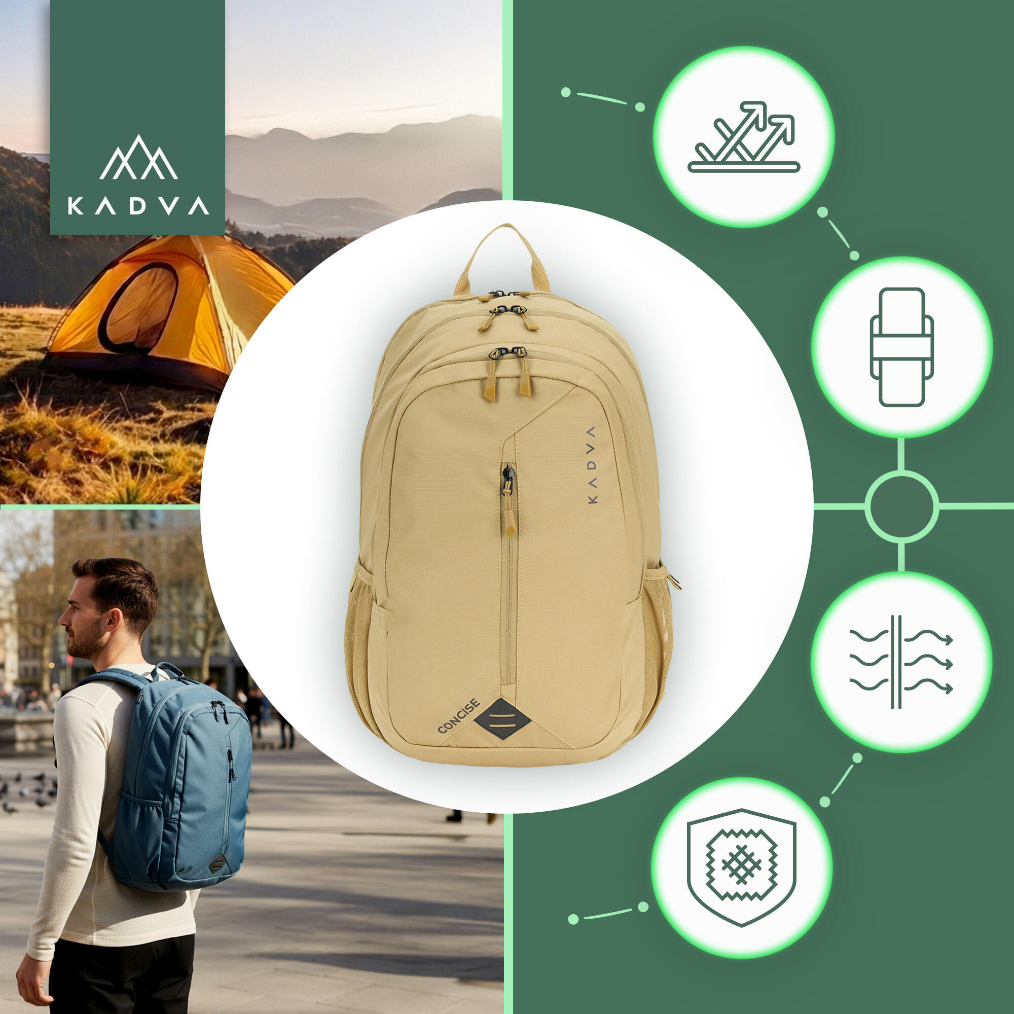 Mochila de trekking KADVA Concise 20 l areia 20 l 3/7