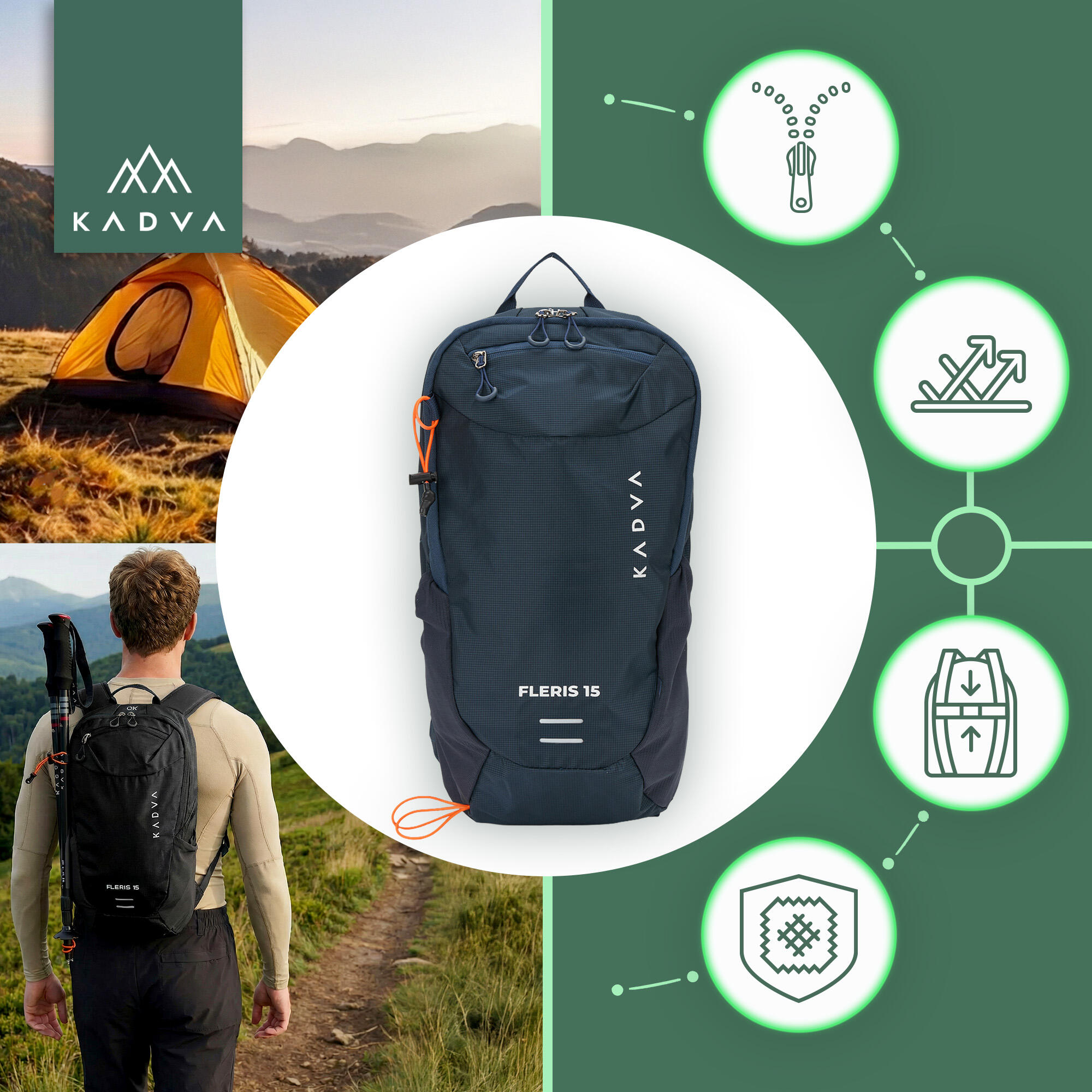 Mochila de turismo KADVA Fleris 3/7