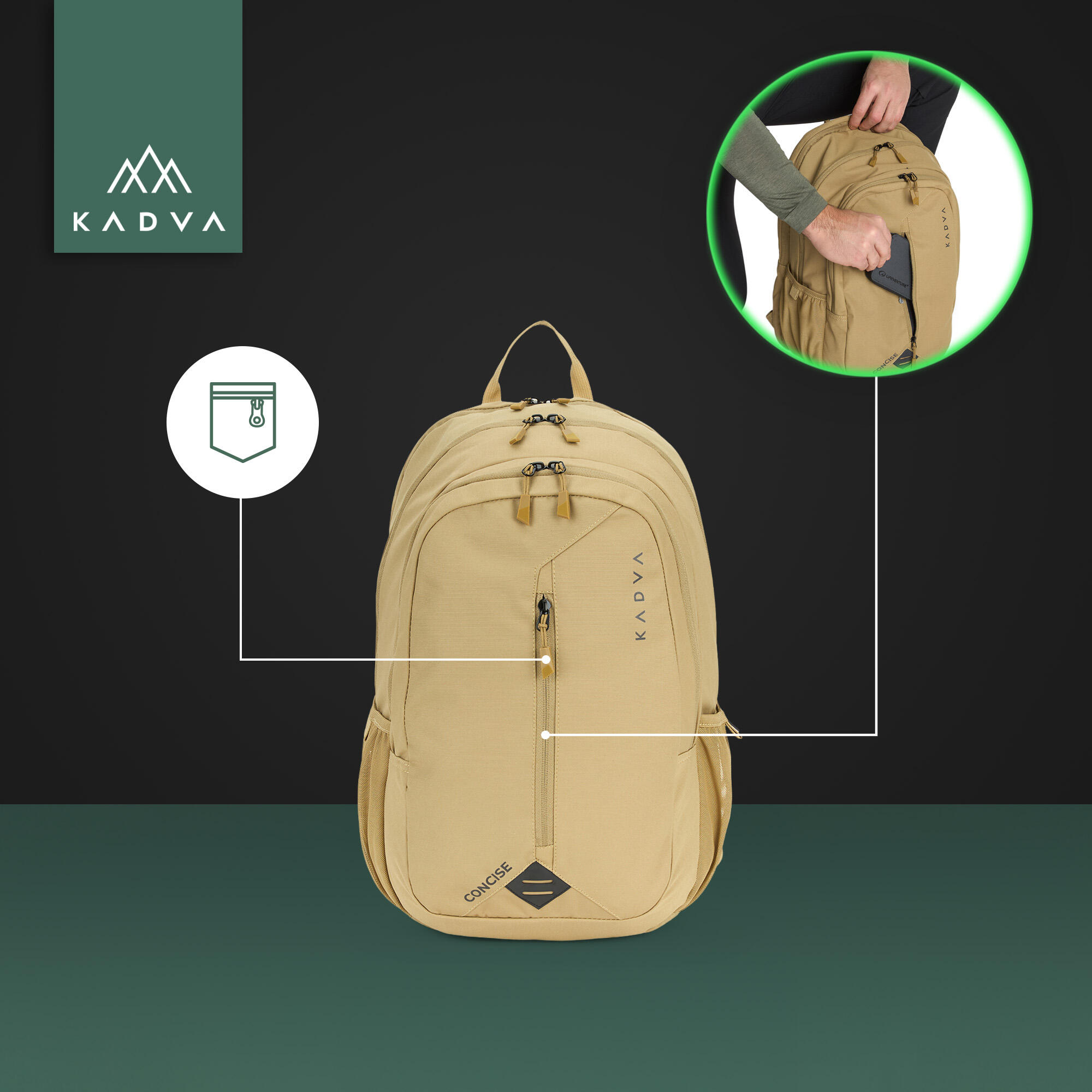 Mochila de trekking KADVA Concise 20 l areia 20 l 6/7