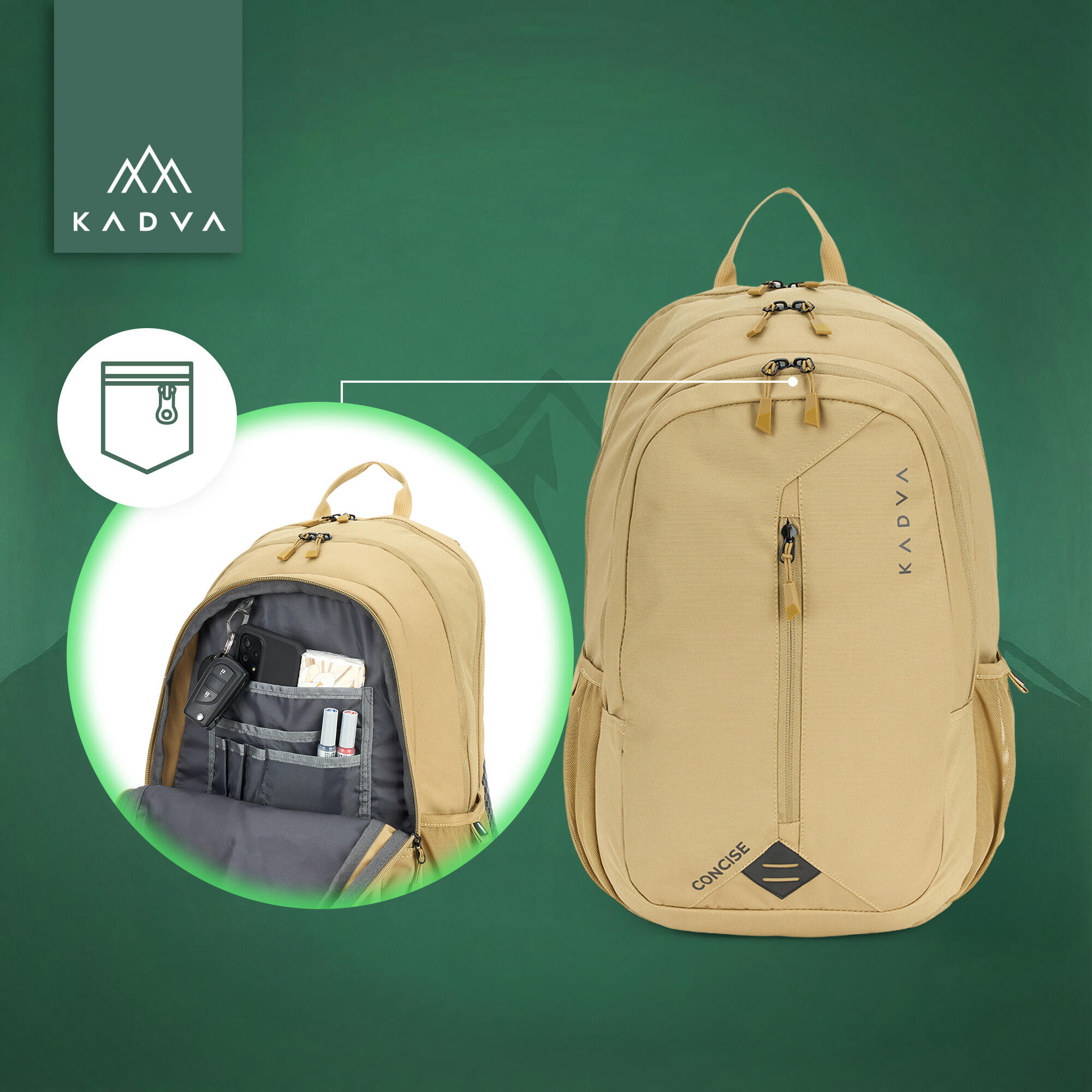 Mochila de trekking KADVA Concise 20 l areia 20 l 5/7