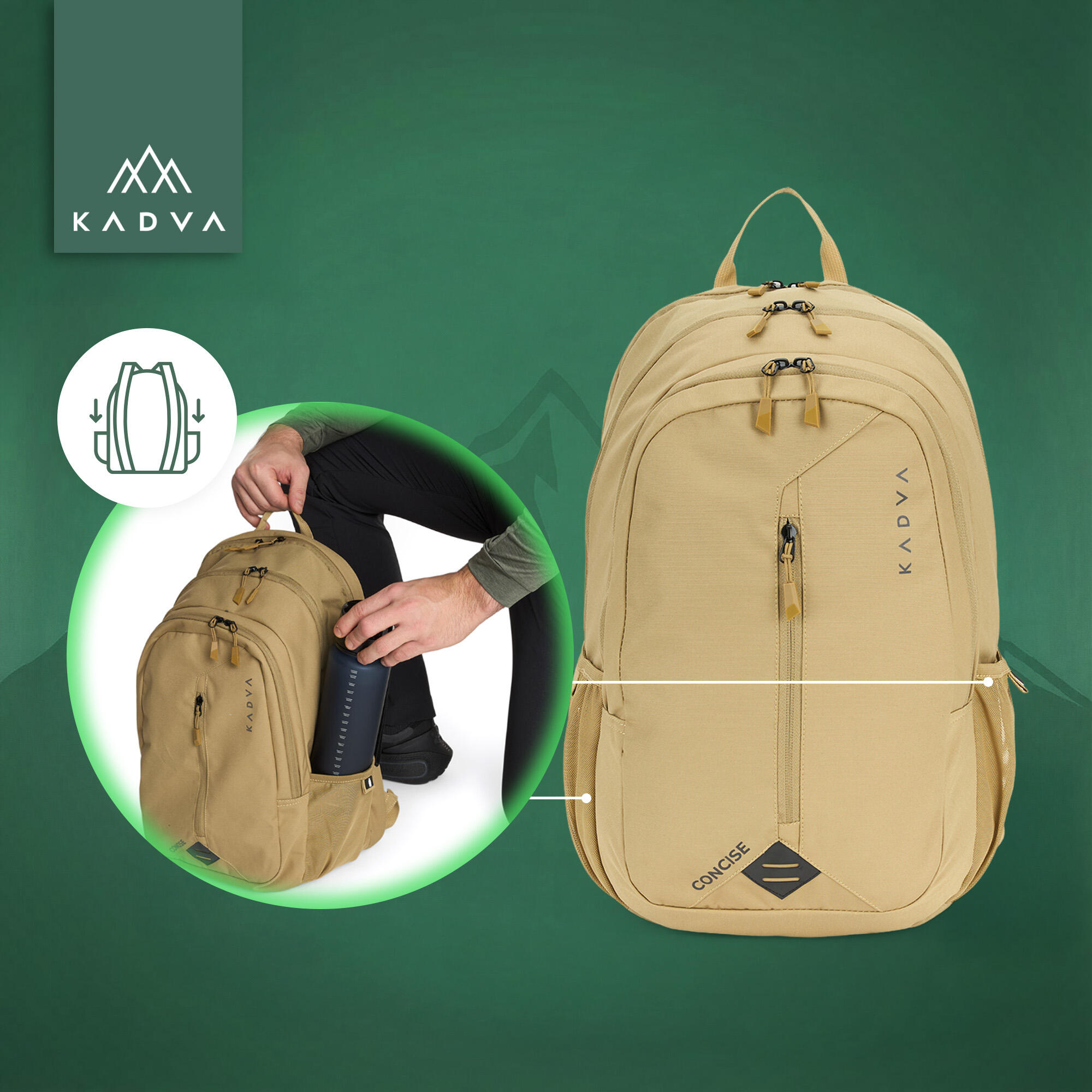 Mochila de trekking KADVA Concise 20 l areia 20 l 4/7