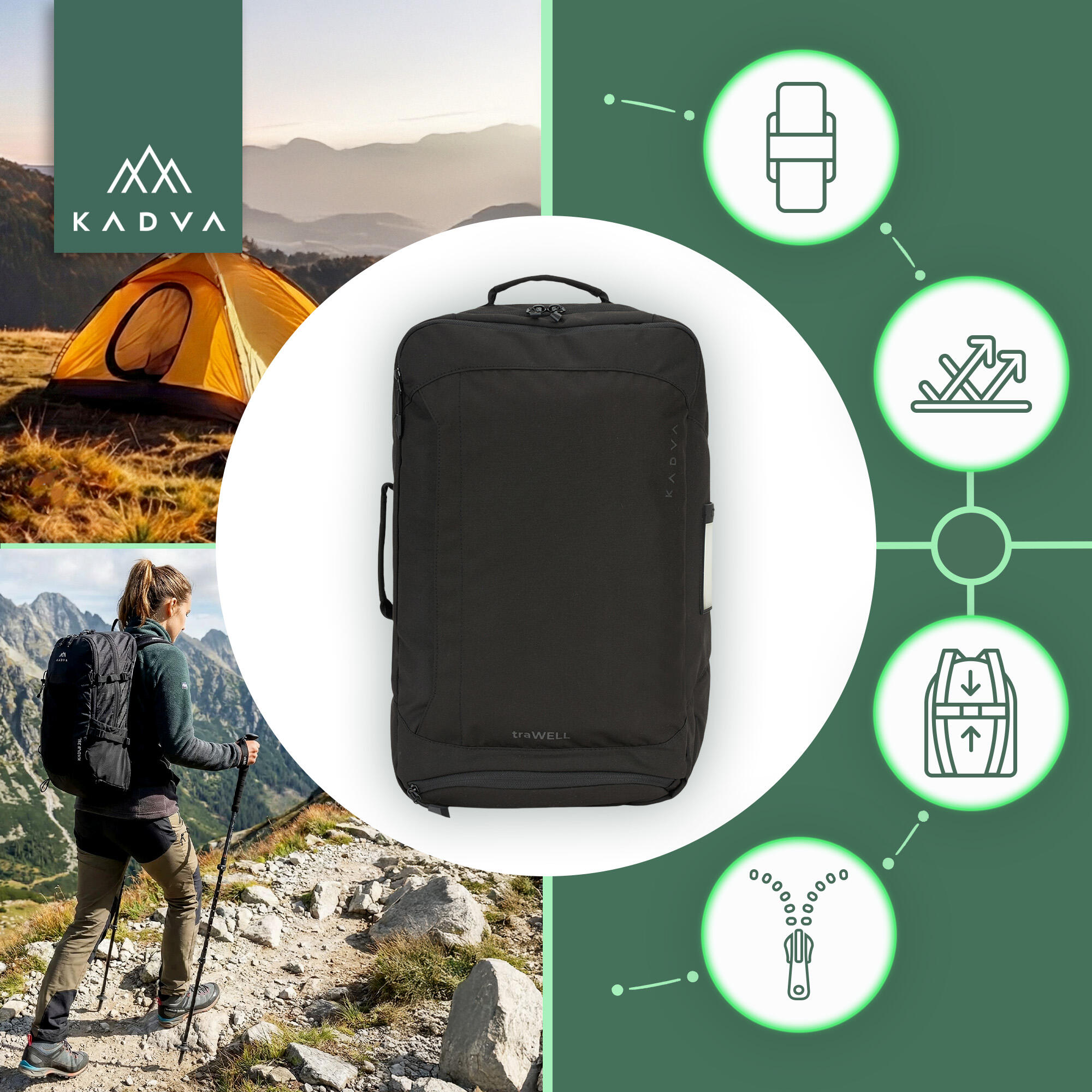 Mochila de turismo KADVA traWELL 28 l 3/7