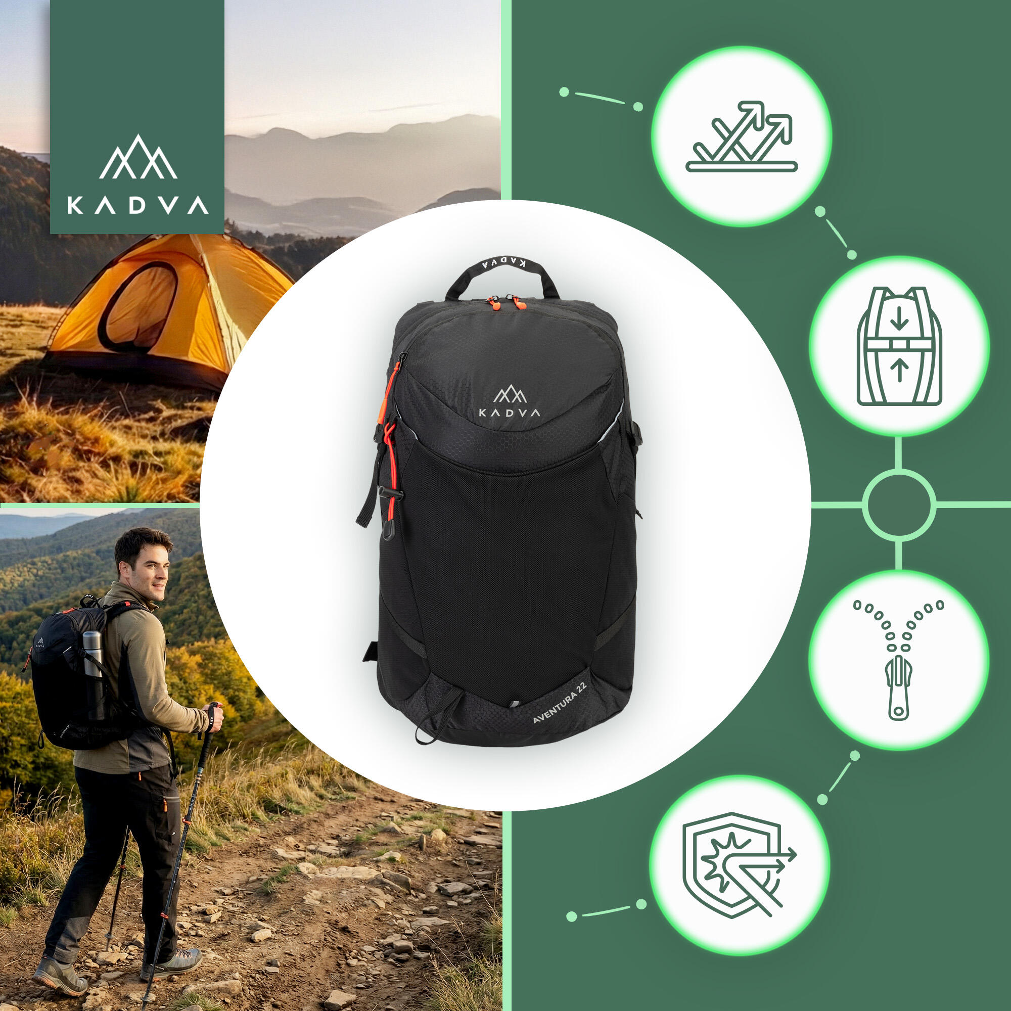 Zaino da trekking KADVA Aventura 22 l 3/7