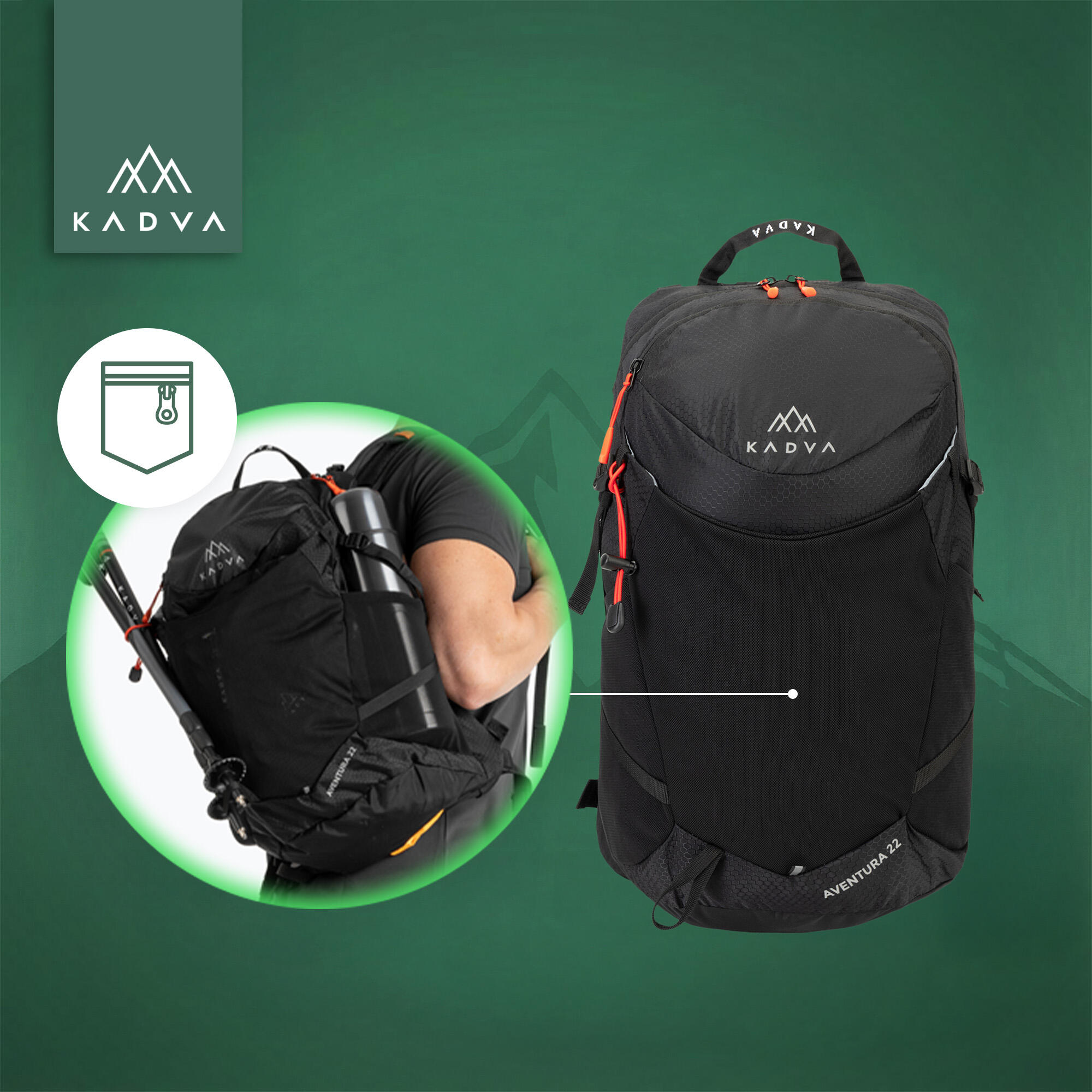 Zaino da trekking KADVA Aventura 22 l 6/7