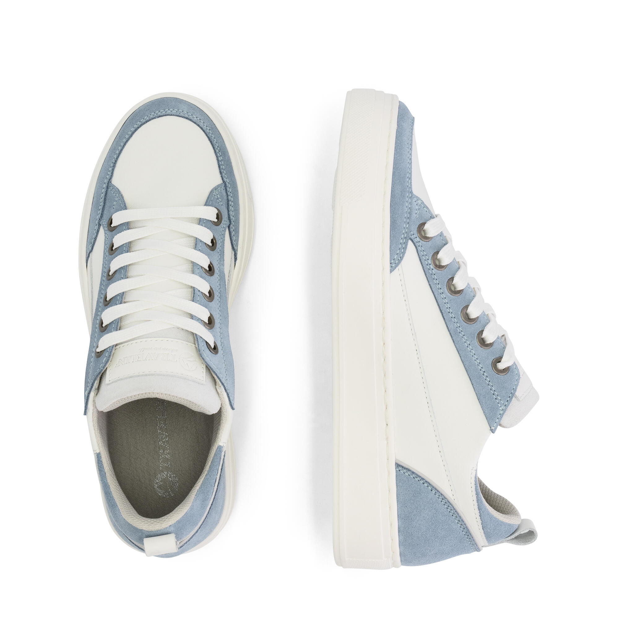 Caris Donna - Sneakers - Pelle - Bianco/Azzurro 4/7