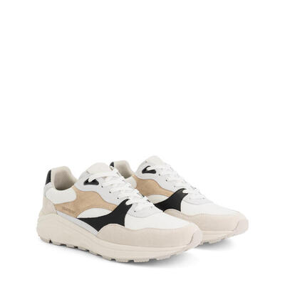 Rushden heren - sneakers - leer - zand/zwart