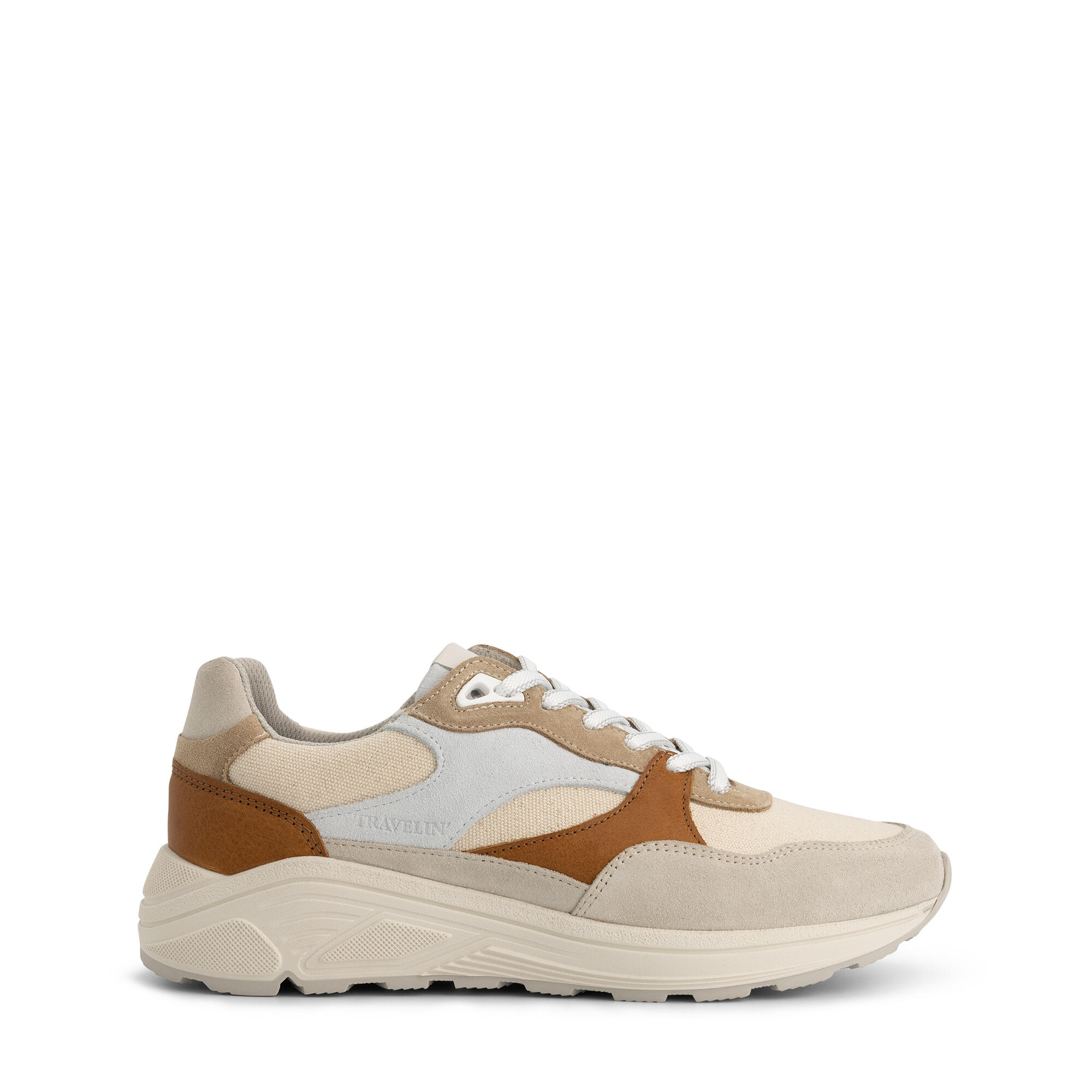 Riber Donna - Sneakers - Pelle e tela - Sabbia/Cognac 3/7