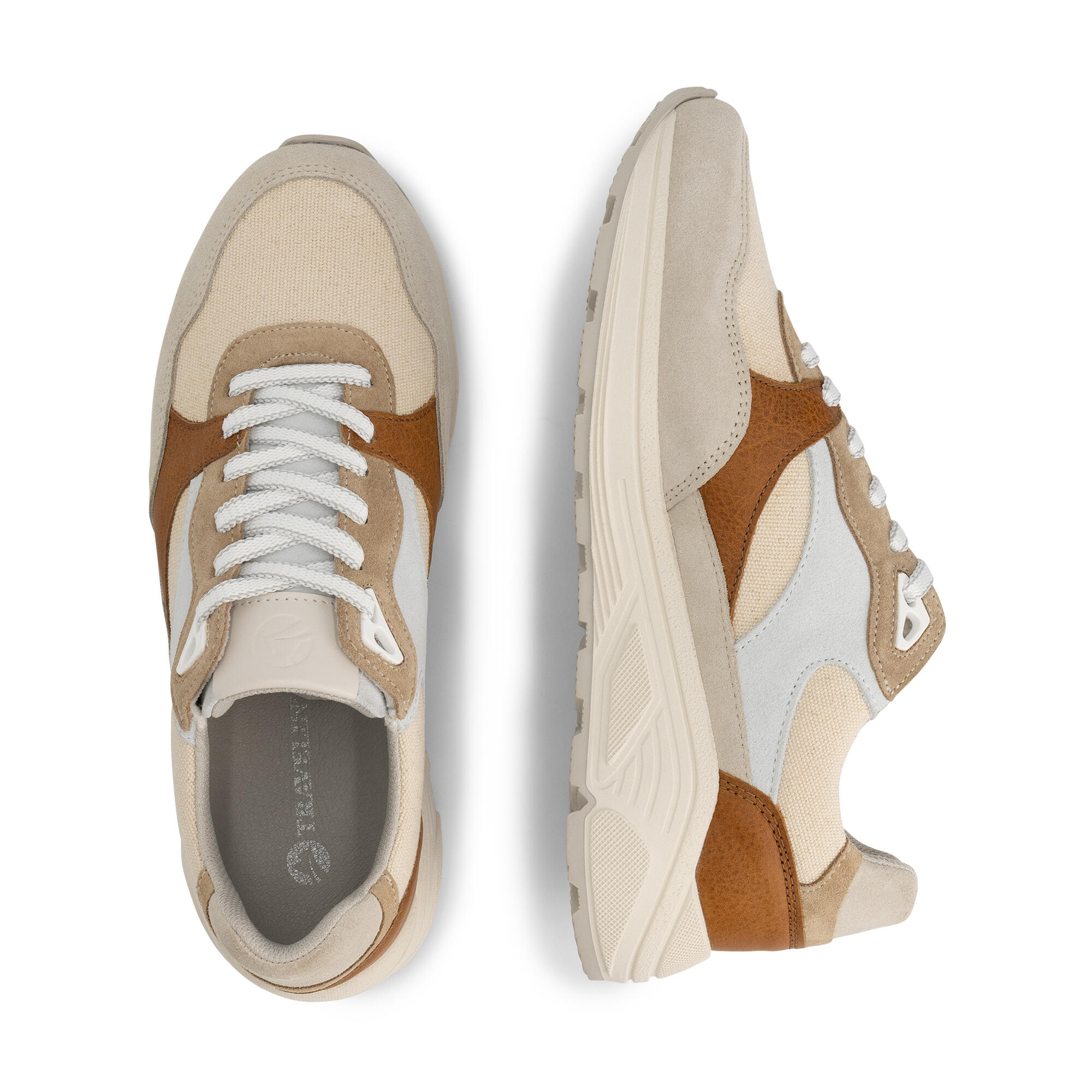 Riber Donna - Sneakers - Pelle e tela - Sabbia/Cognac 4/7