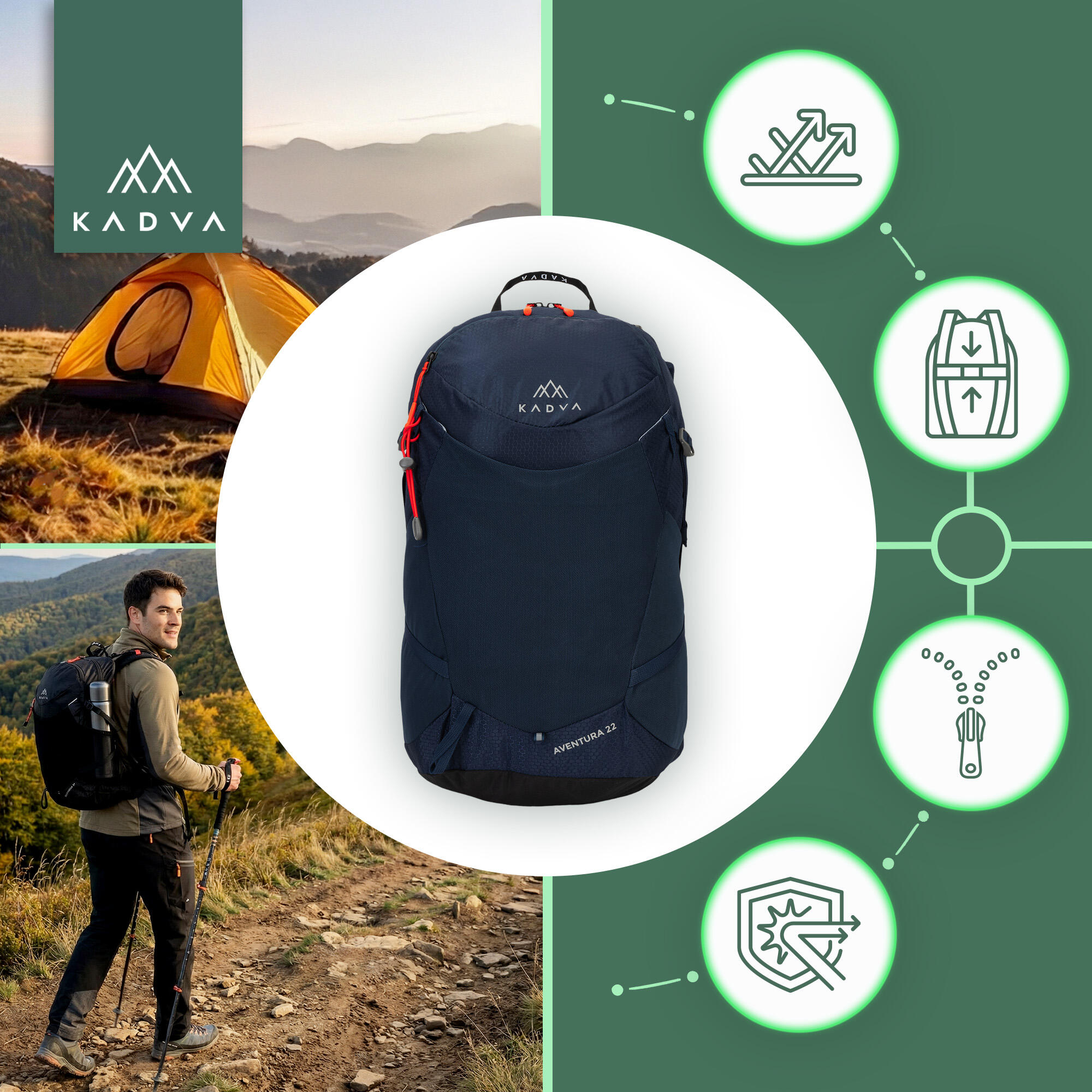 Mochila de turismo KADVA Aventura 22 l 3/7