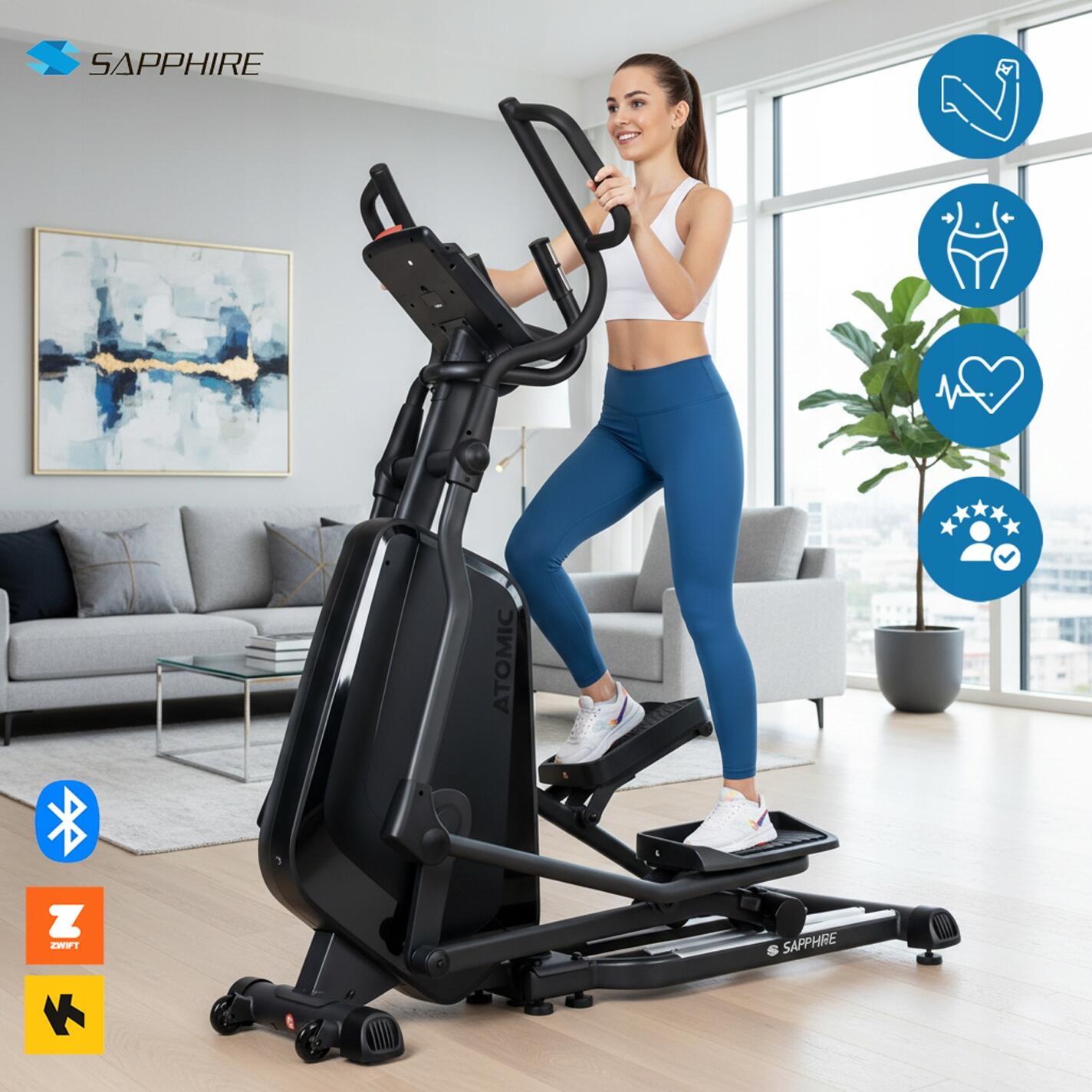 Trenażer eliptyczny Sapphire SG-1000E Atomic elektromagnety Aplikacje Bluetooth