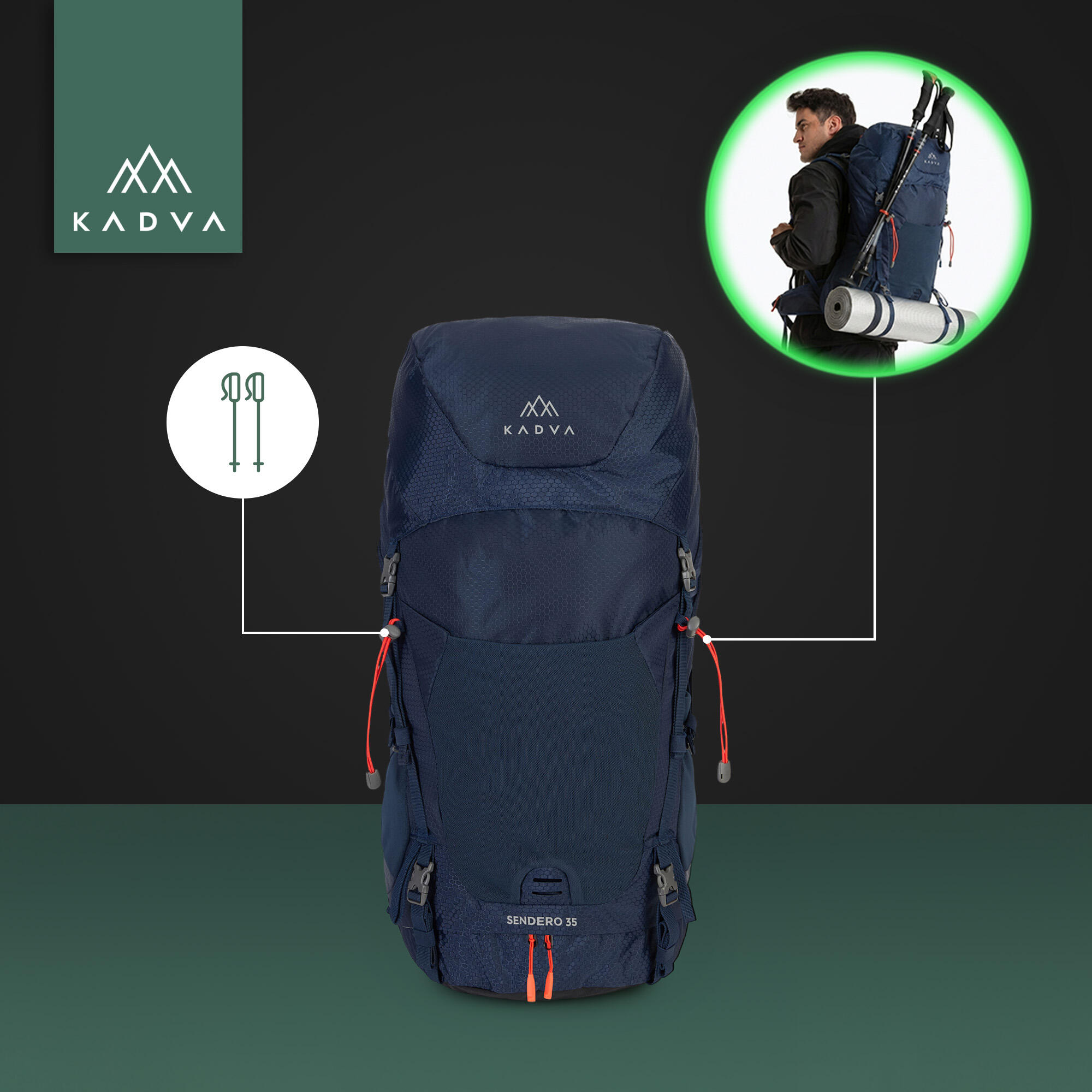 Mochila de trekking KADVA Sendero 35 l 6/7