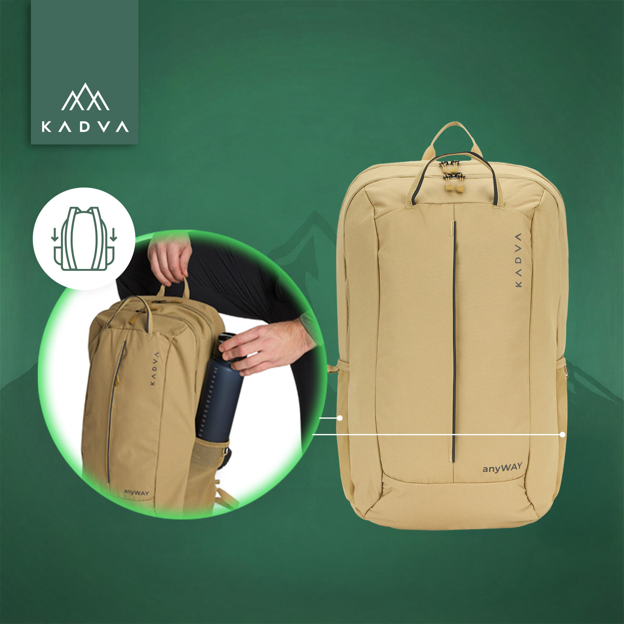 Sac à dos de randonnée KADVA anyWAY 25 l sable 25 l 5/7