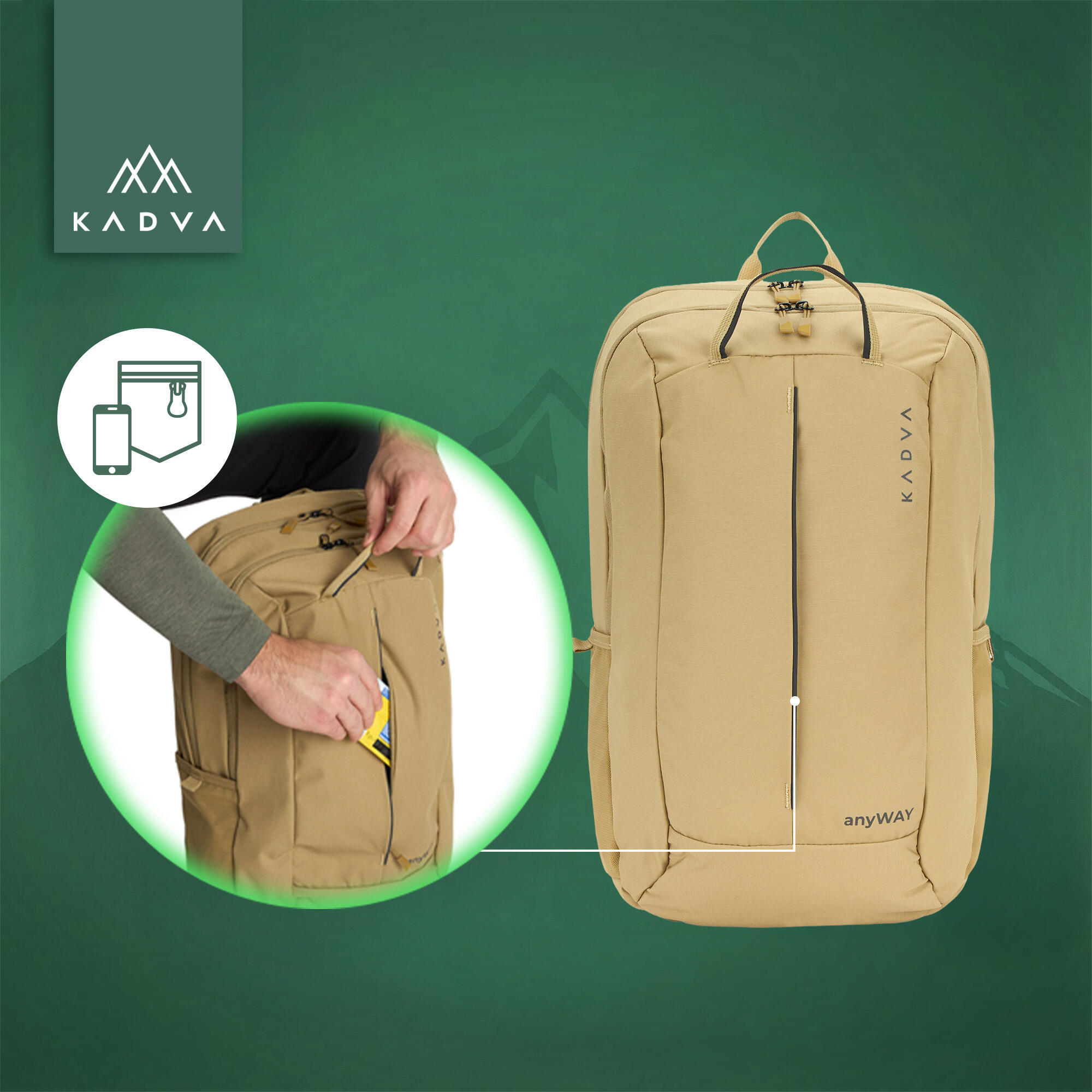 Sac à dos de randonnée KADVA anyWAY 25 l sable 25 l 4/7