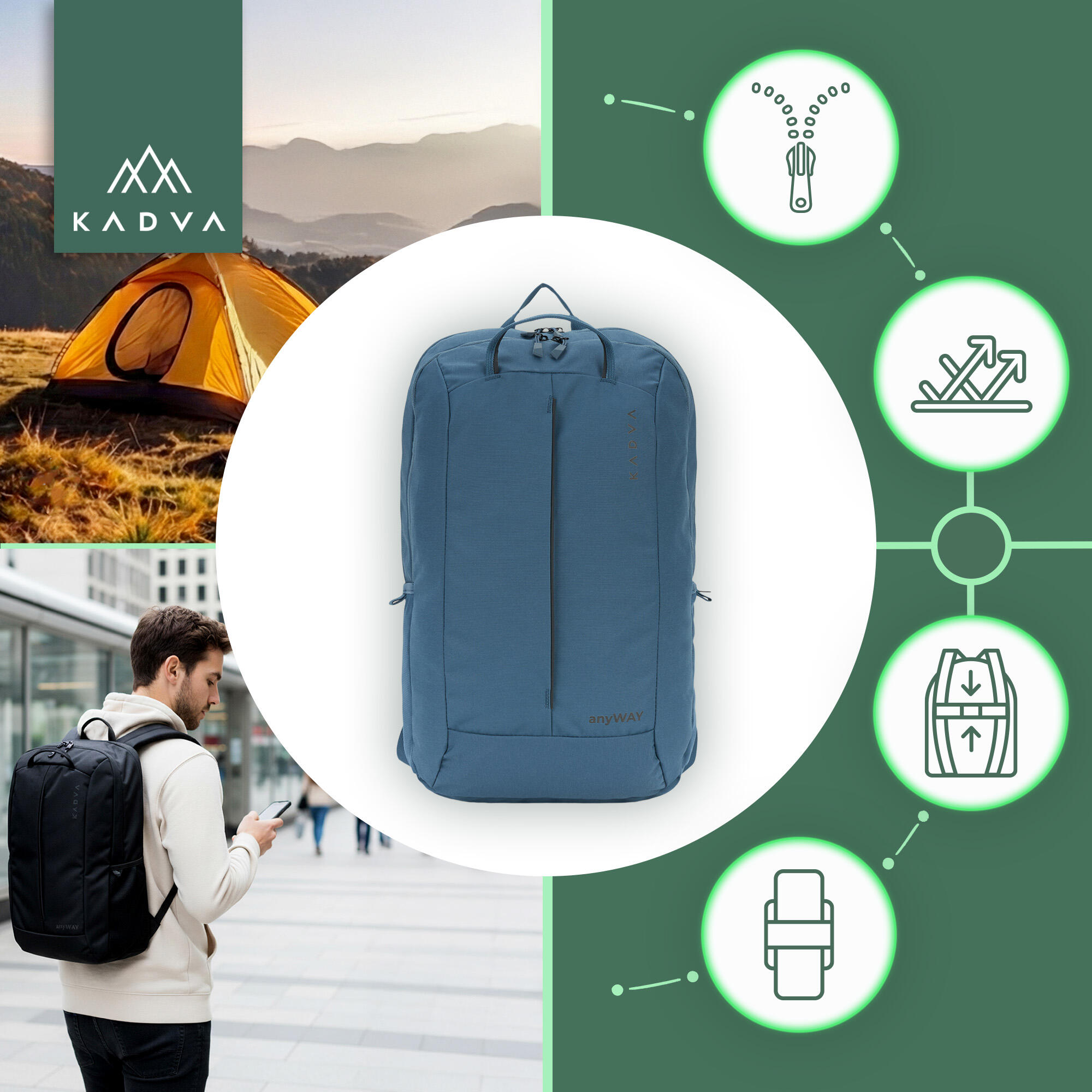 Mochila de turismo KADVA anyWAY 25 l 3/7