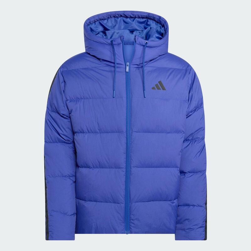 Jachetă bufantă Essentials Climawarm cu 3 dungi și glugă, cu puf de rață