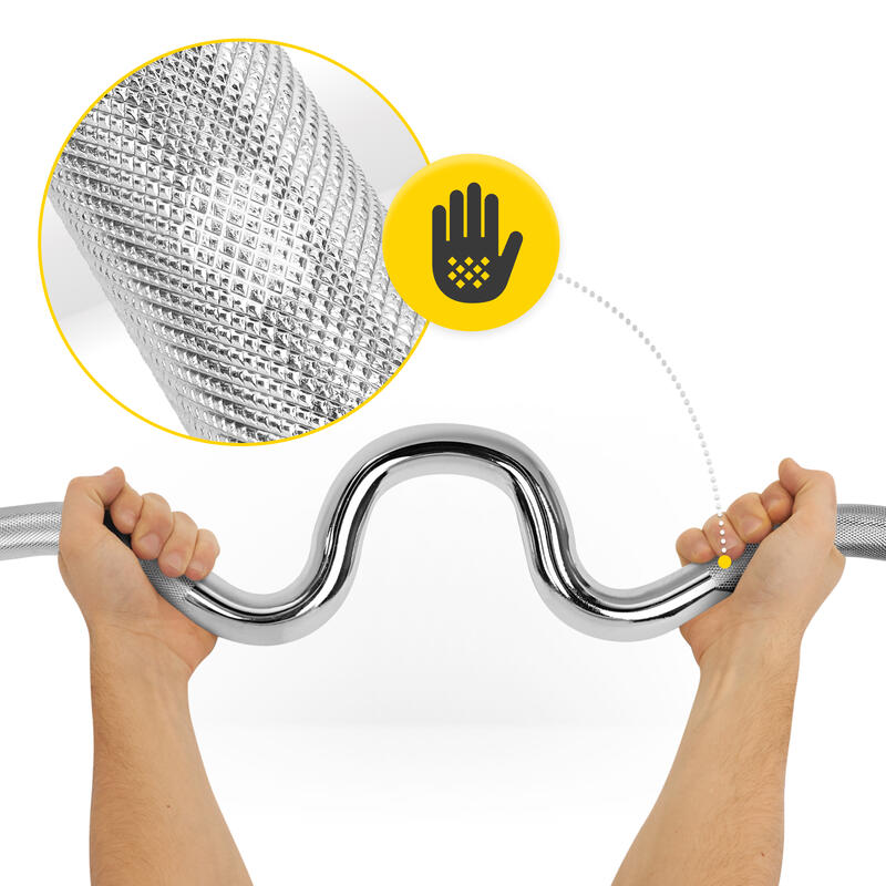 Bară puternic curbată pentru antrenment de forță 4FIZJO siguranțe tip arc 120cm