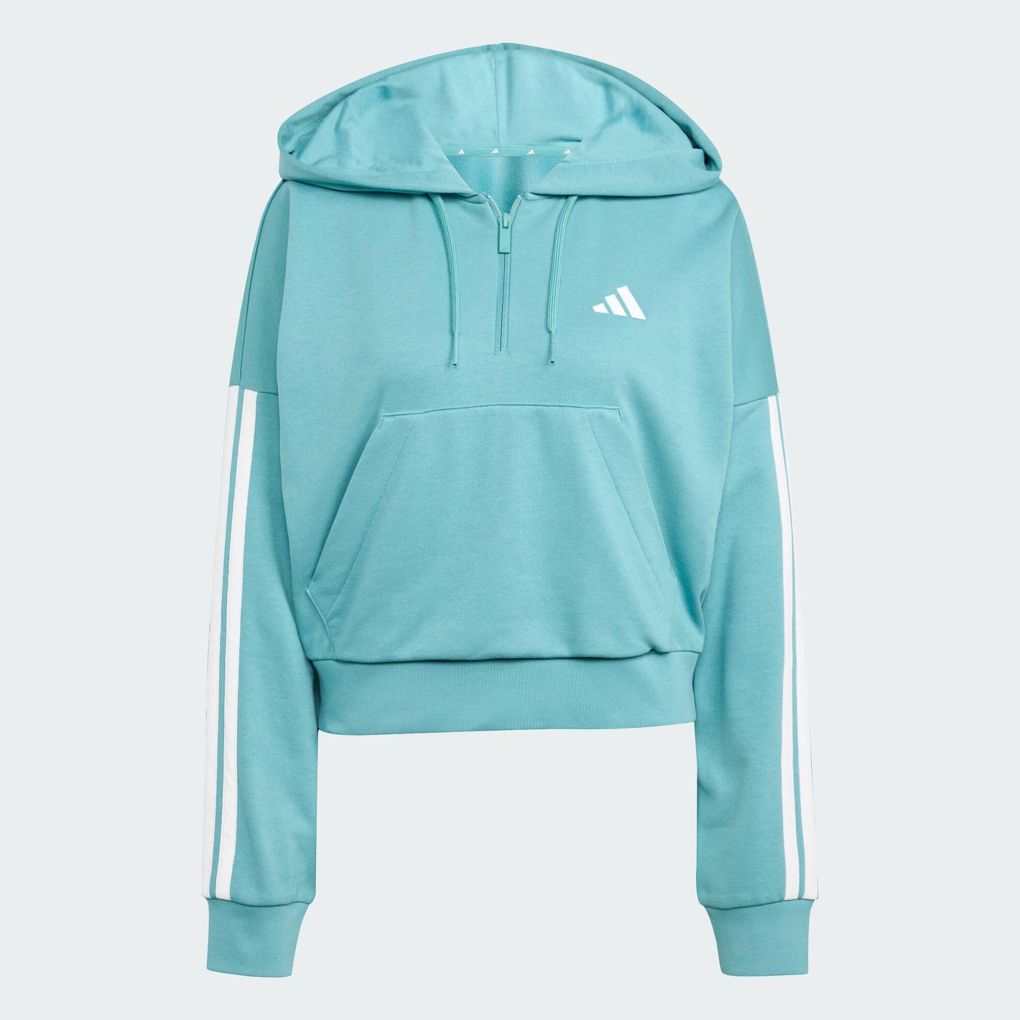 Sweat-shirt à capuche zip 1/4 french terry 3 bandes Essentials 2/5