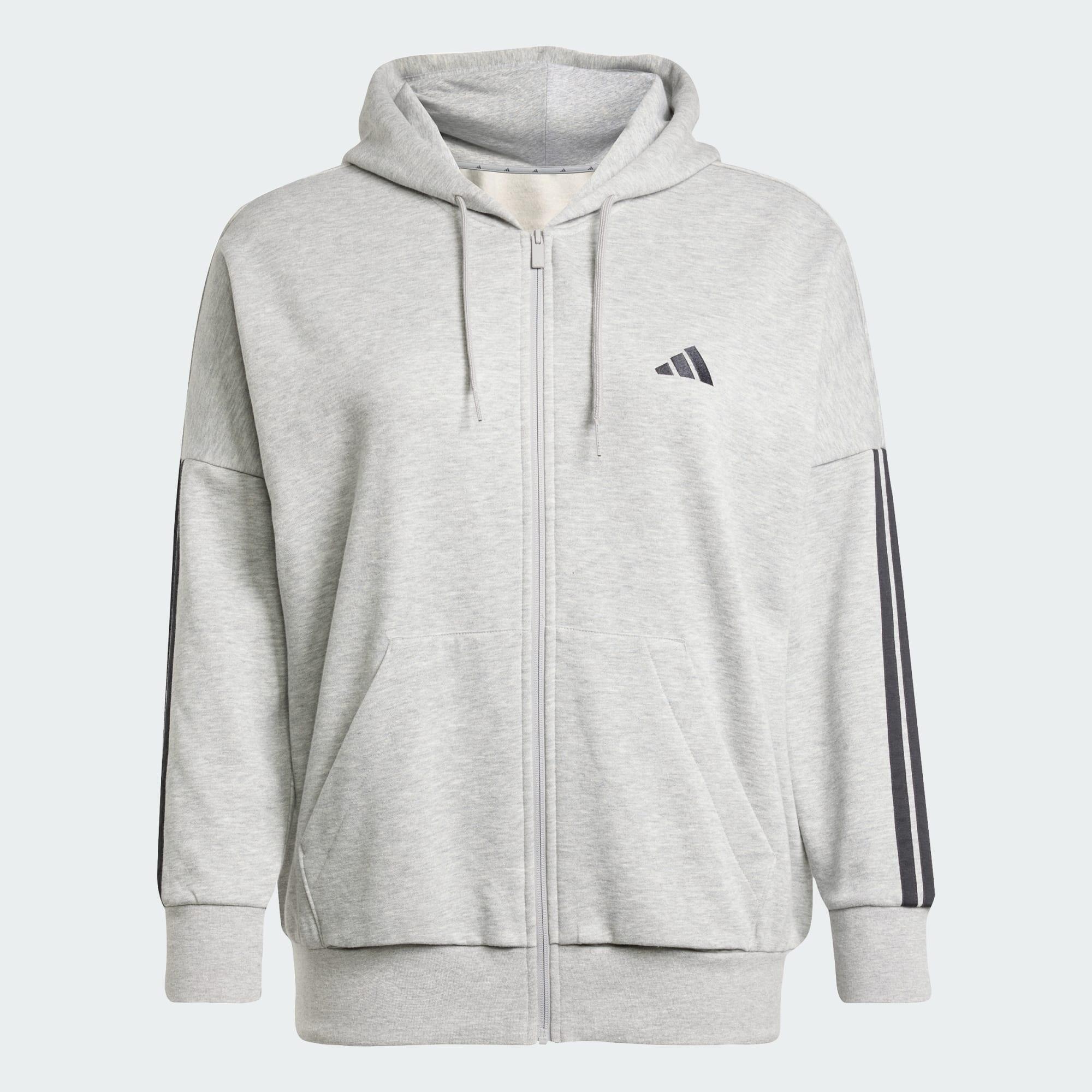 Essentials 3-Streifen Full-Zip Fleece Kapuzenjacke (Große Größen) 2/5