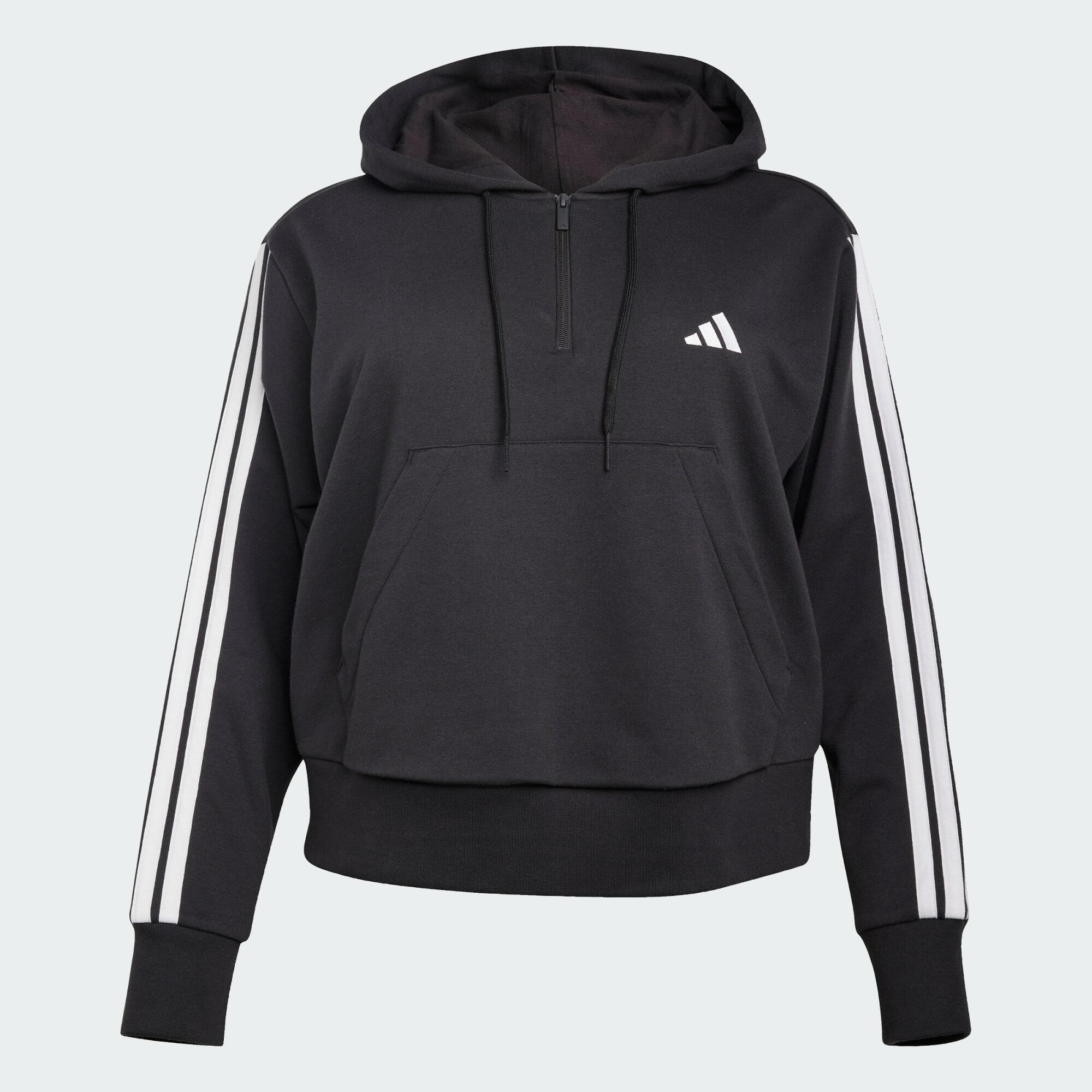 Essentials 3-Stripes French Terry Hoodie met Korte Rits (Grote Maat) 2/5