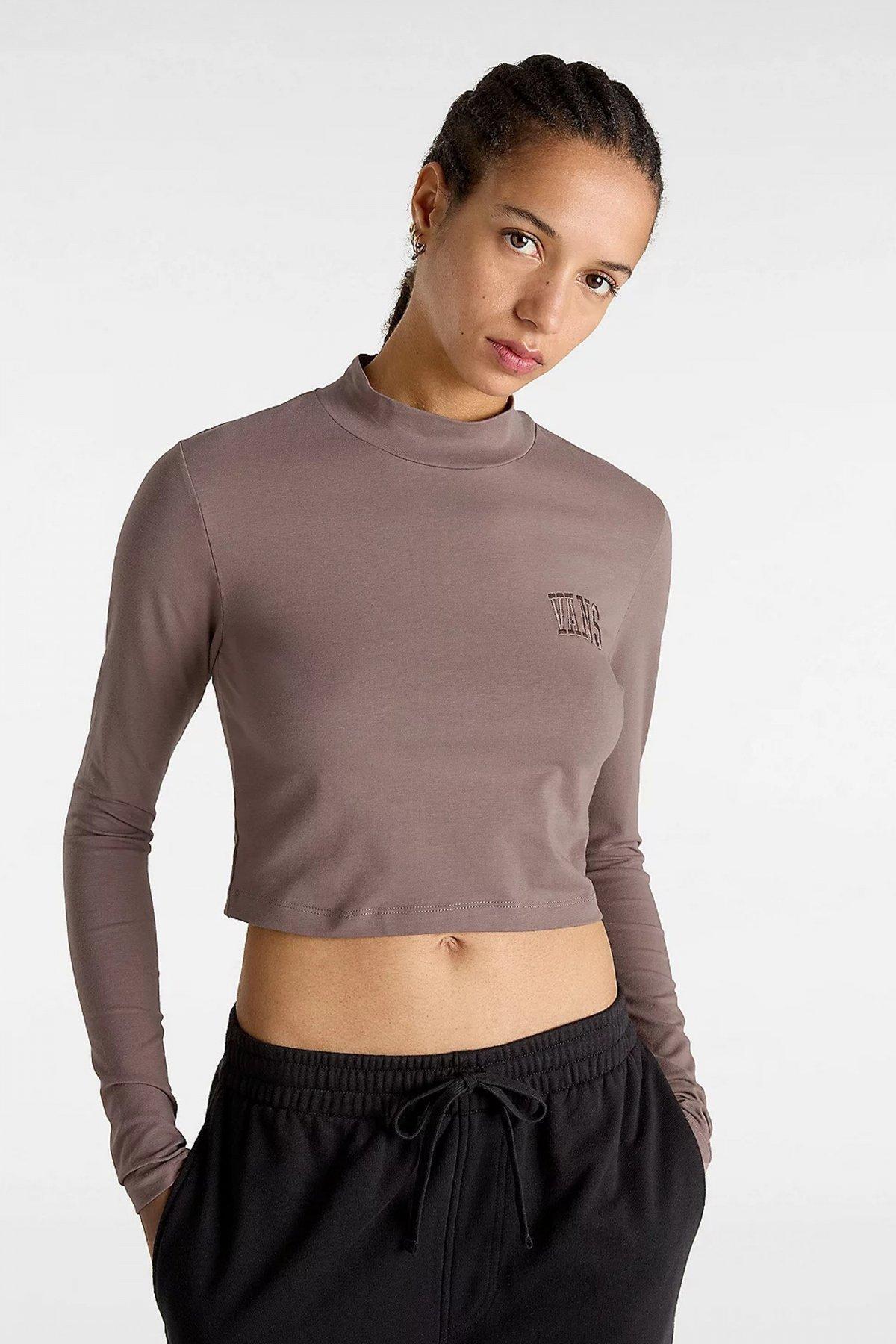 T-shirt Vans Model Mini Mock Neck Ls Prog Kleur Bruin 5/5