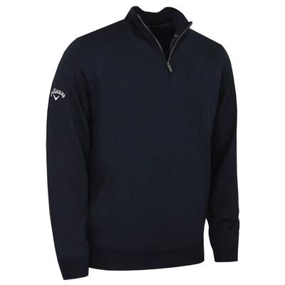 Maglia da golf da uomo Callaway Windstopper con cerniera a 1/4 colore blu navy.