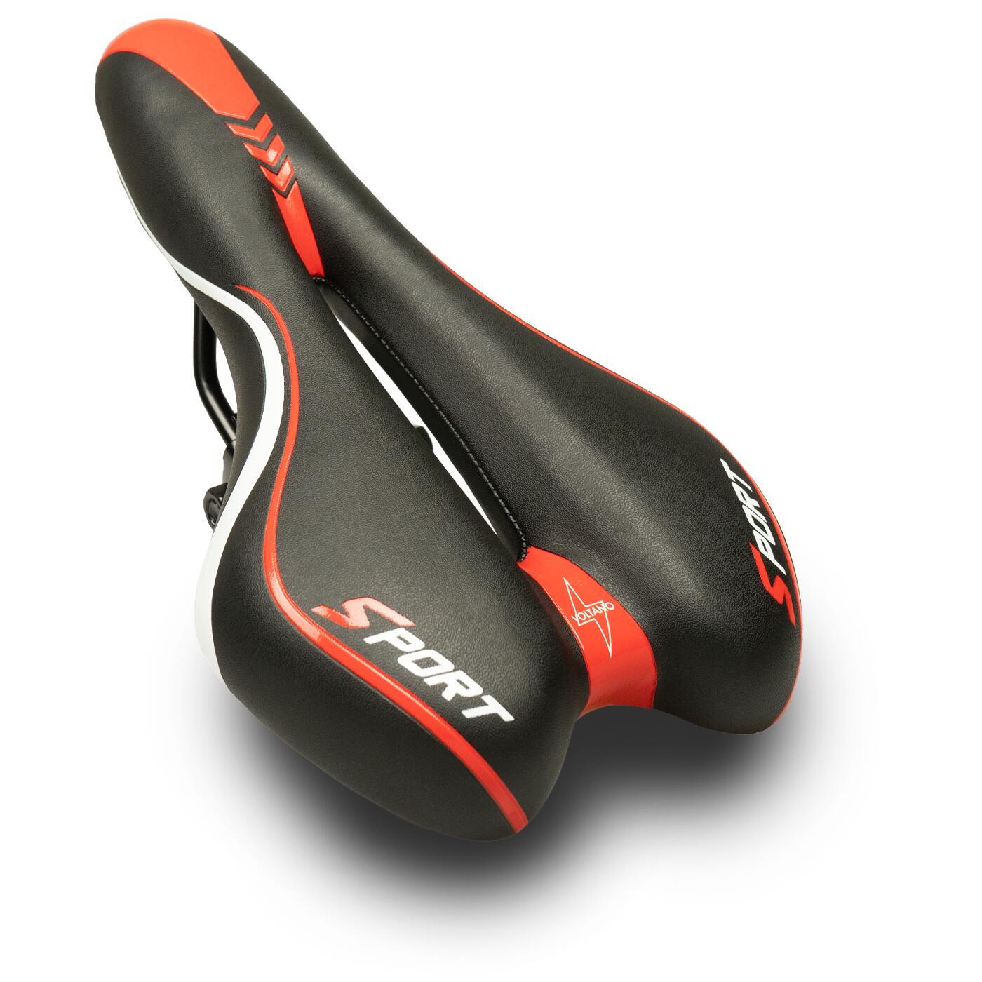 Voltano Sport Fietszadel – Zwart / Rood - Gel - Trekking Zadel 2/7