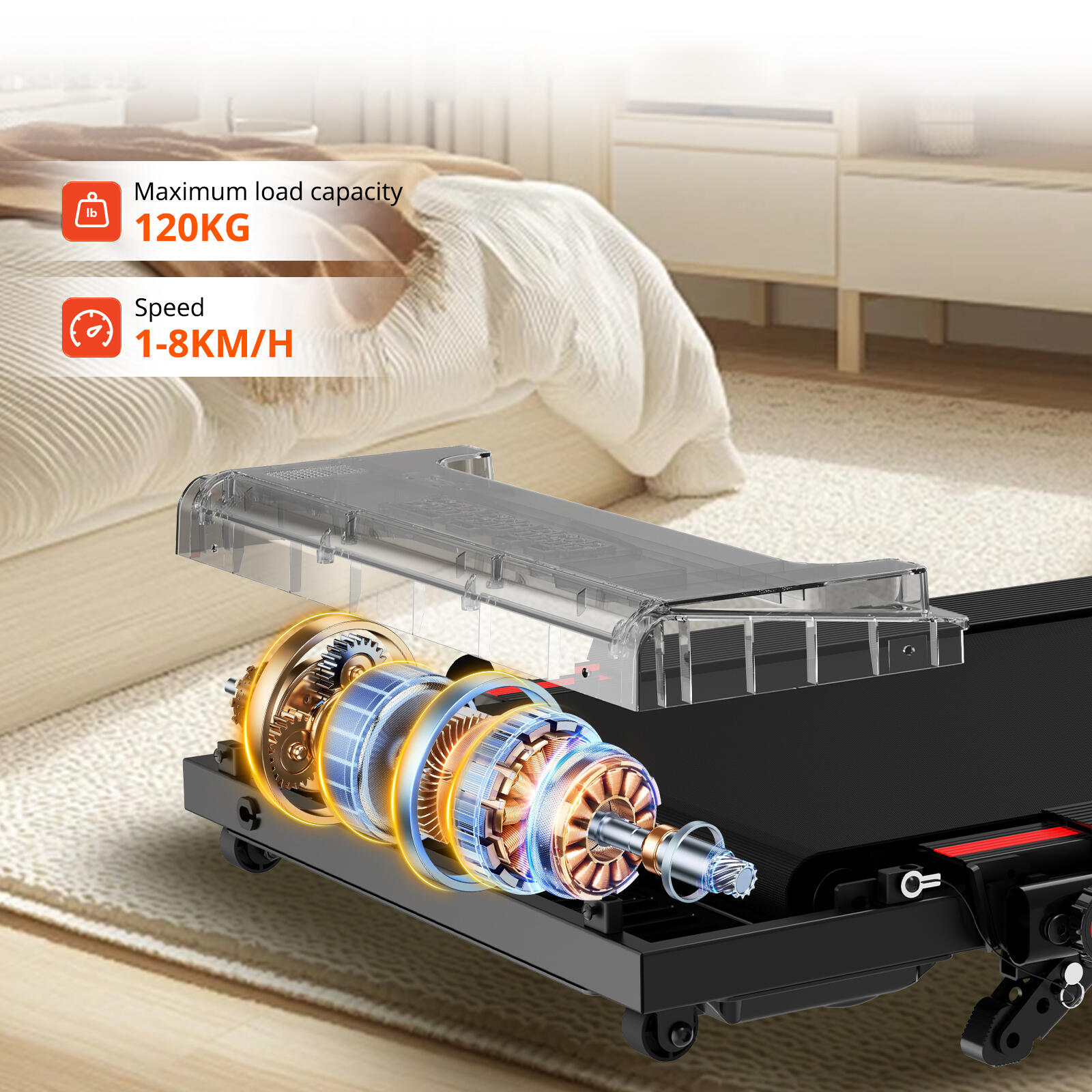 Tapis Roulant CITYSPORTS Nero Inclinabile 1-8km/h Pieghevole 2/8