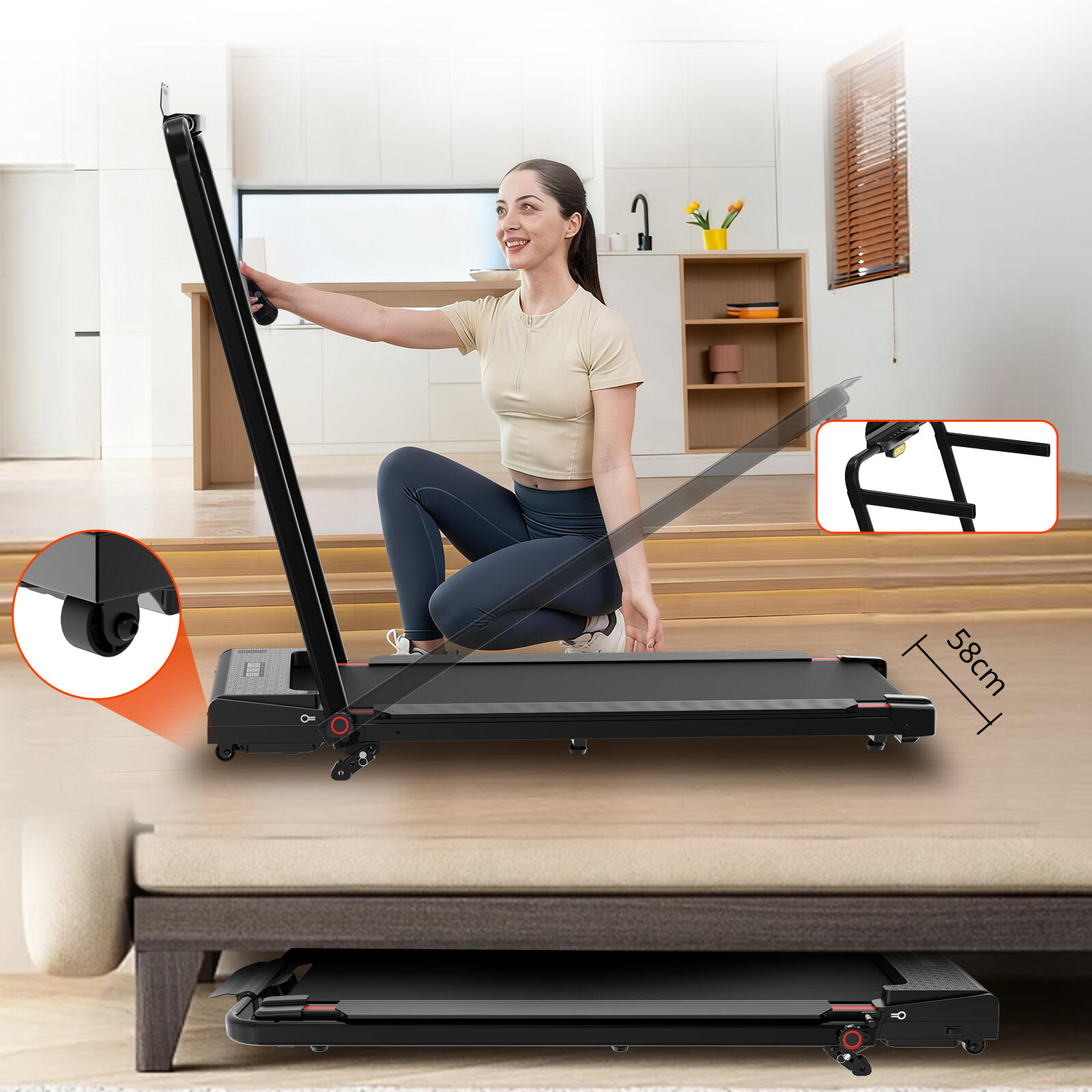 Folding Treadmill - ZX2S - 13.41% Incline - 3 Positions - 1400W