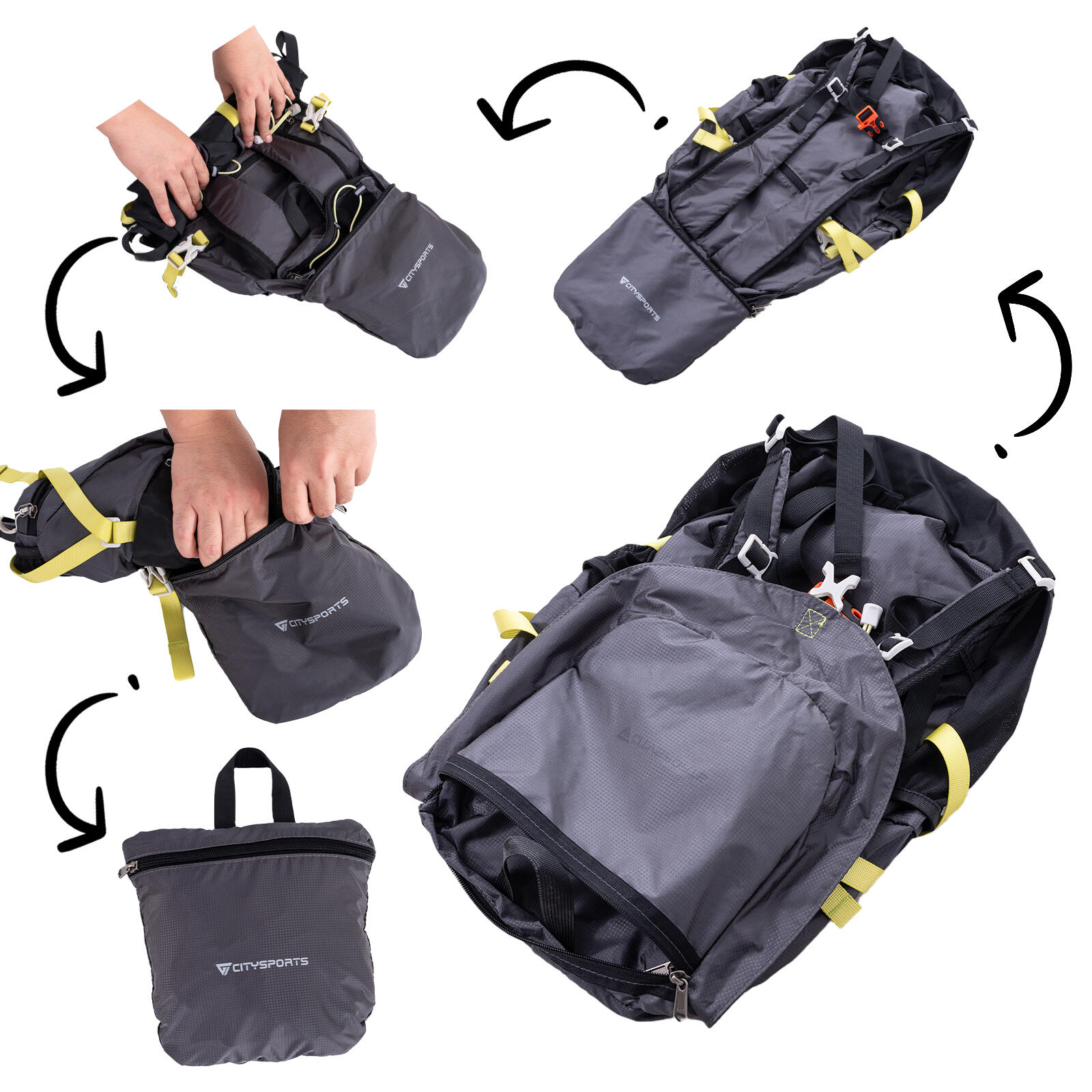 CITYSPORTS 20L Leicht Wandern Rucksack mit Regenhülle, Grau 4/7