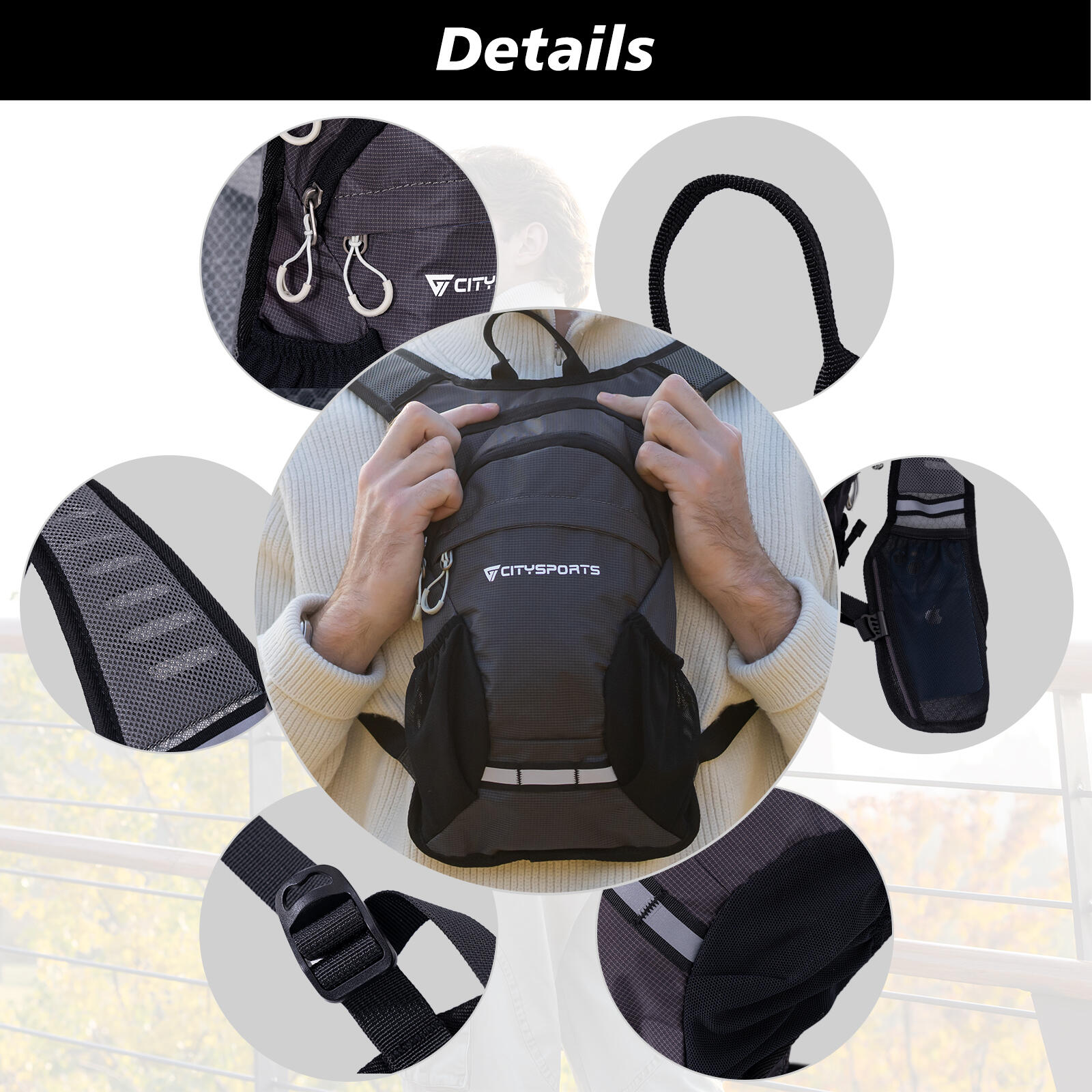 CITYSPORTS Mochila Senderismo 5L, Ultra-ligera para Ciclismo, 260g 6/7