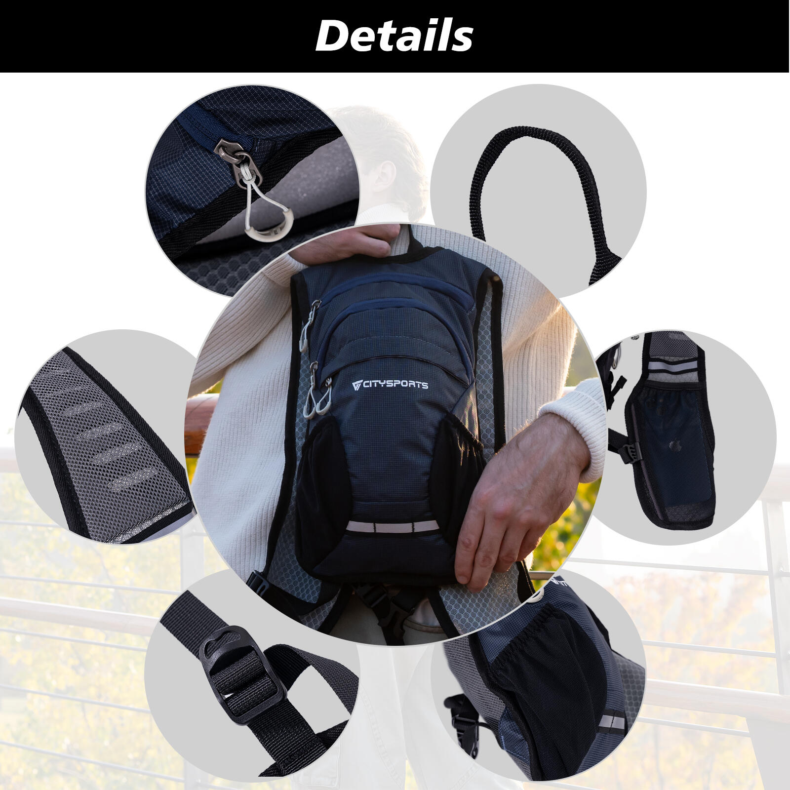 CITYSPORTS Mochila Senderismo 5L, Ultra-ligera para Ciclismo, Azul 7/7