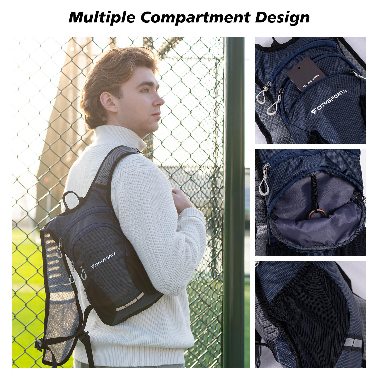 CITYSPORTS Mochila Senderismo 5L, Ultra-ligera para Ciclismo, Azul 6/7