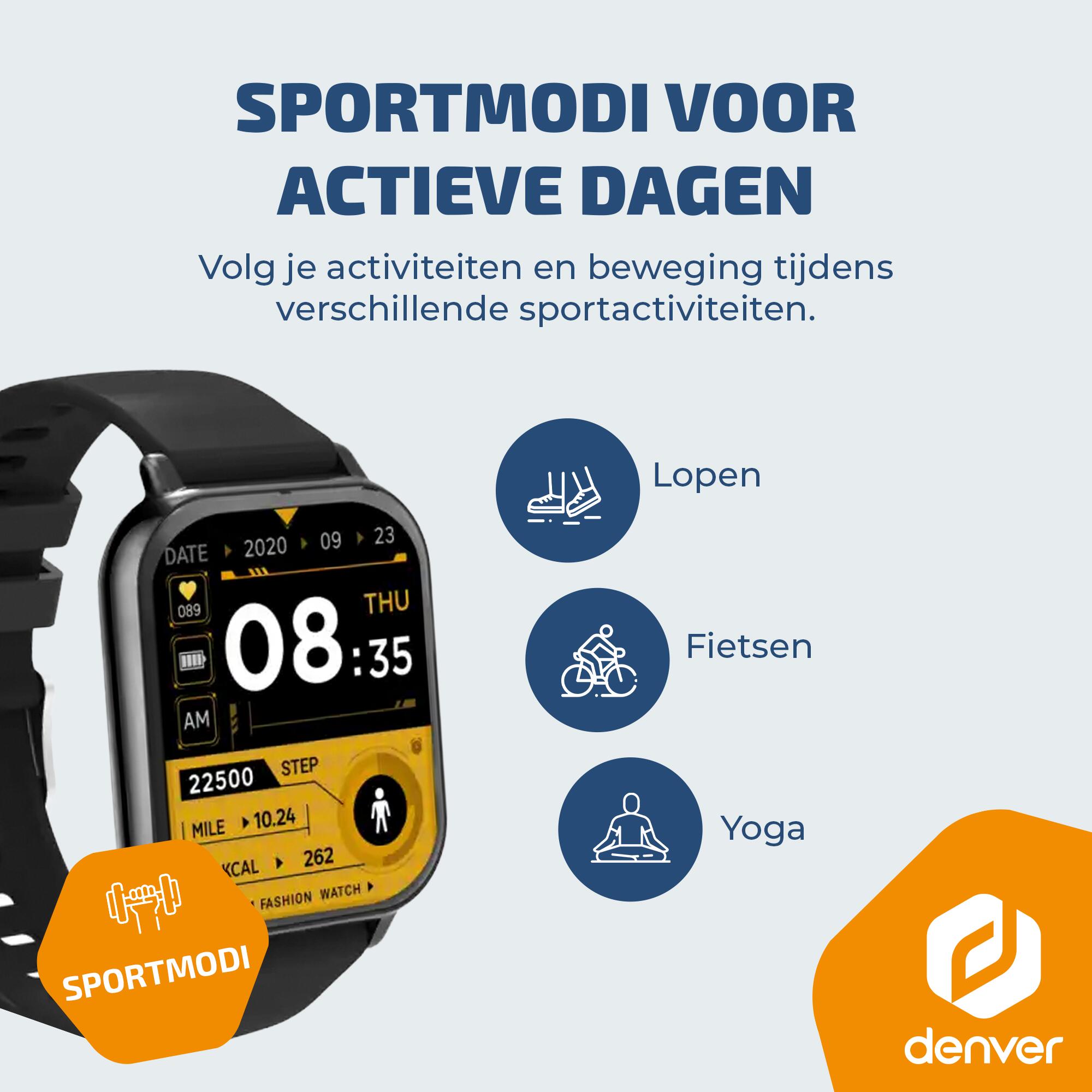 Denver Smartwatch - Hartslagmeter - Multisport modi - SWC176B - Zwart 3/7