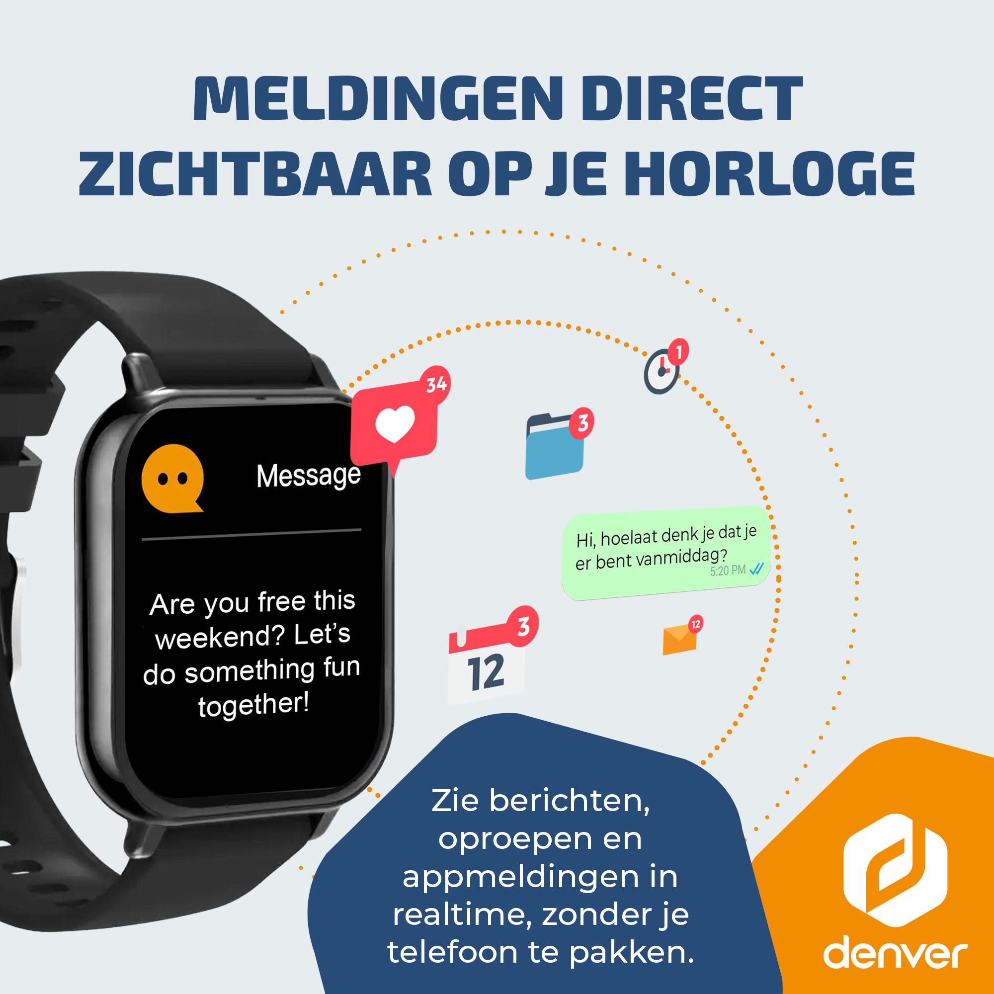 Denver Smartwatch - Hartslagmeter - Multisport modi - SWC176B - Zwart 2/7