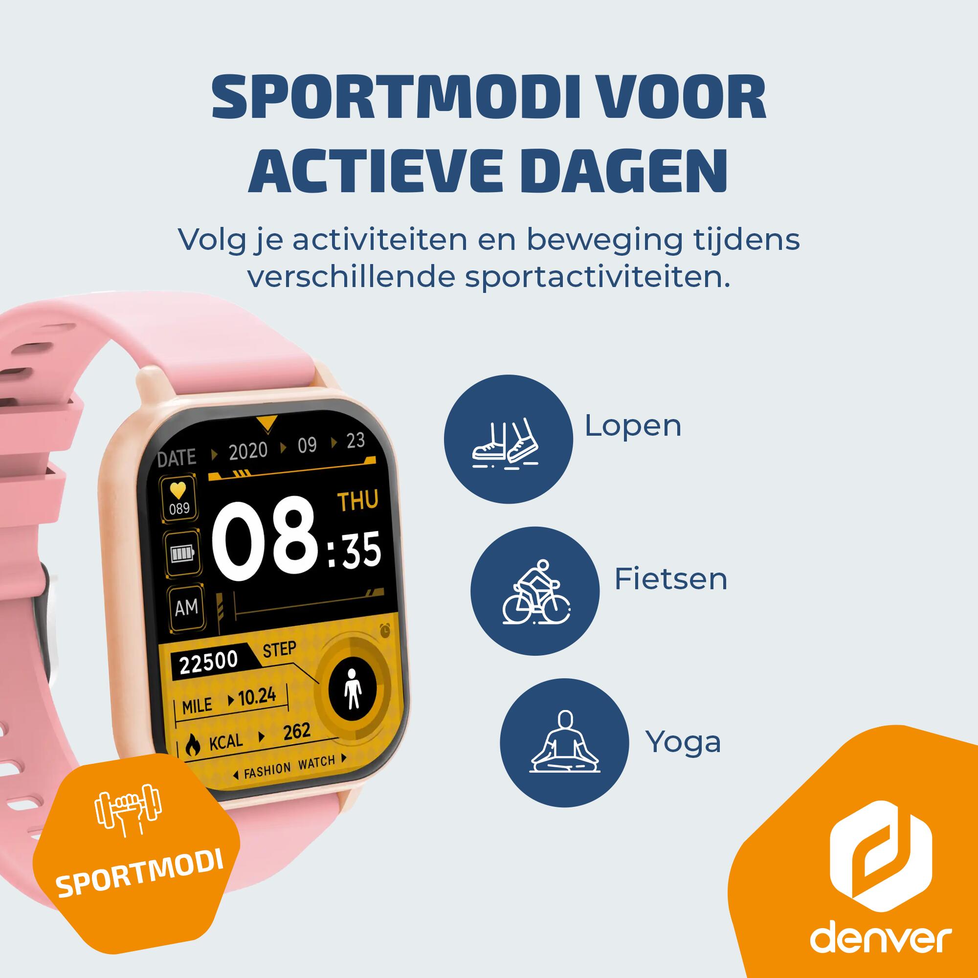 Denver Smartwatch - Hartslagmeter - Multisport modi - SWC176RO - Roze 7/7