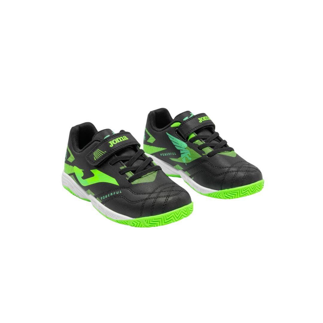 Zapatillas fútbol sala niño Joma Powerful JR negras indoor con velcro 2/7