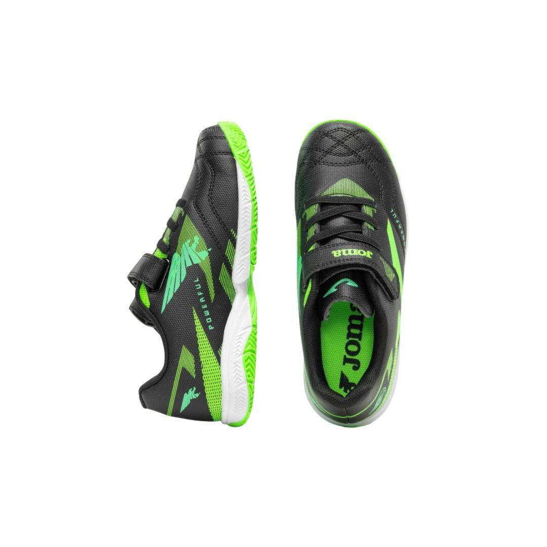 Zapatillas fútbol sala niño Joma Powerful JR negras indoor con velcro 4/7