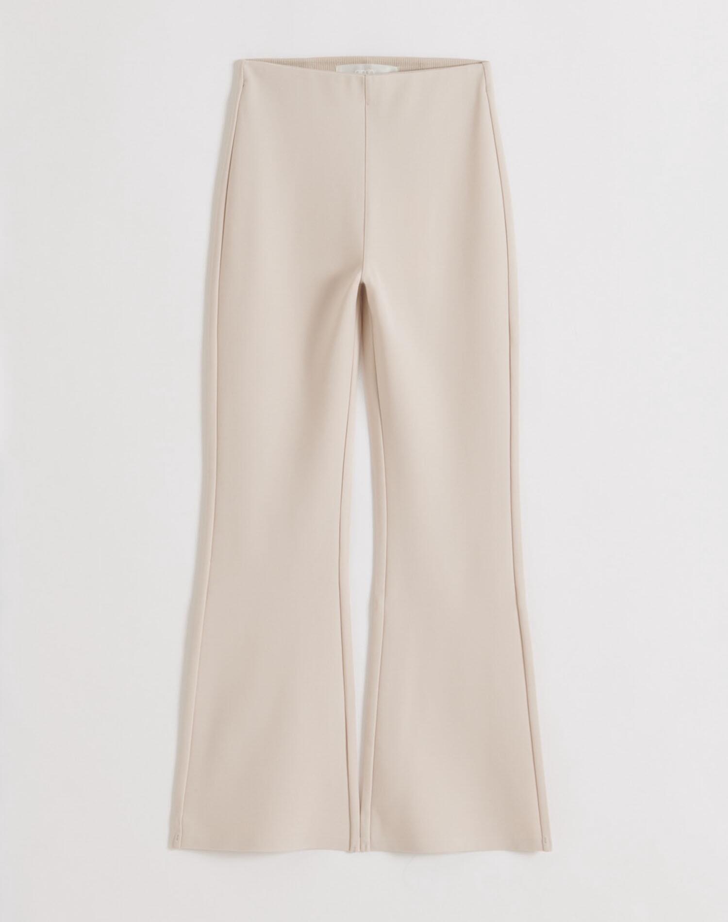 Mallas Mujer Mezcla de Modal Pierna Acampanada Tiro Alto Luxe Beige 7/7