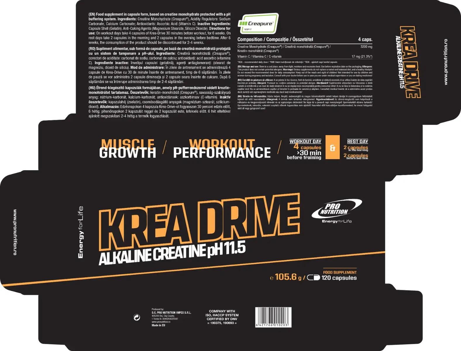 Creatină monohidrată, Krea-drive, 120 capsule 3/3