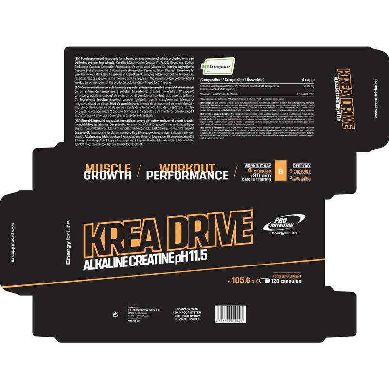 Creatină monohidrată, Krea-drive, 120 capsule