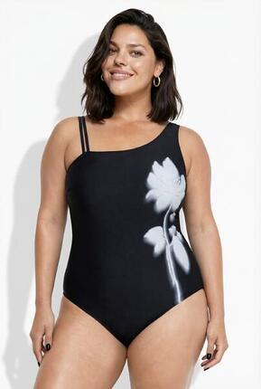 Femme Maillot de bain à fleurs avec bonnets souples et décolleté rond