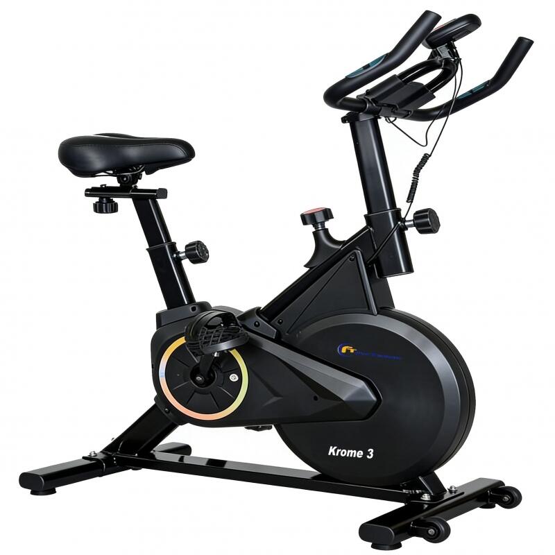 Bicicleta indoor-cycling FitTronic Krome 3, afisaj electronic, volanta 8 kg